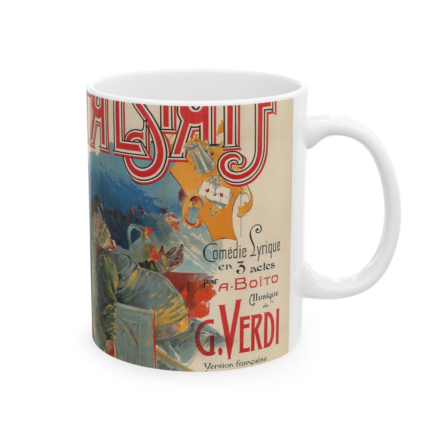 Adolfo Hohenstein - Poster for first French production of Giuseppe Verdi's Falstaff Beautiful Novelty Ceramic Coffee Mug 11oz