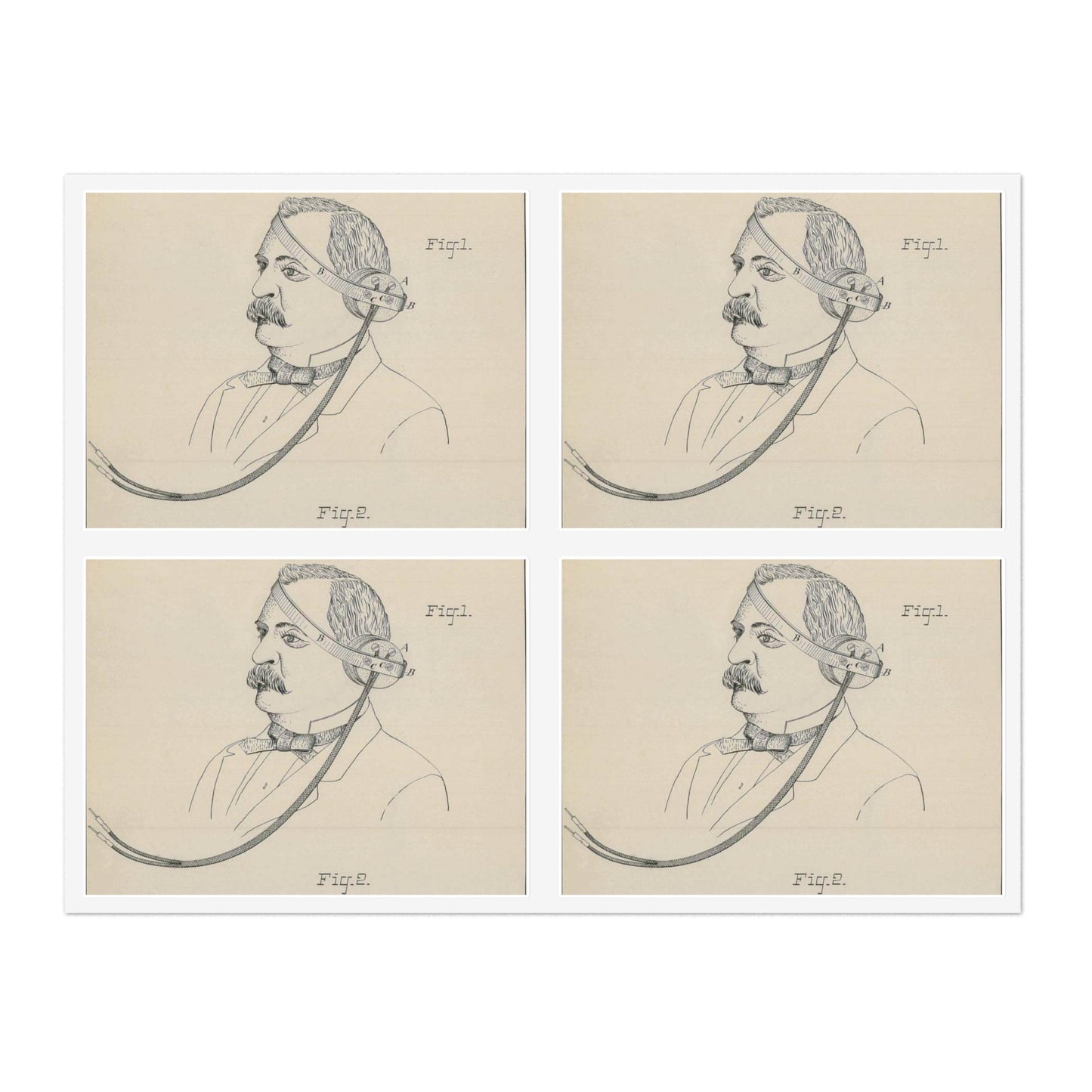 Patent drawing - for F. Shaw's Head Telephone Public domain image Laminated UV Protective Vinyl Stickers