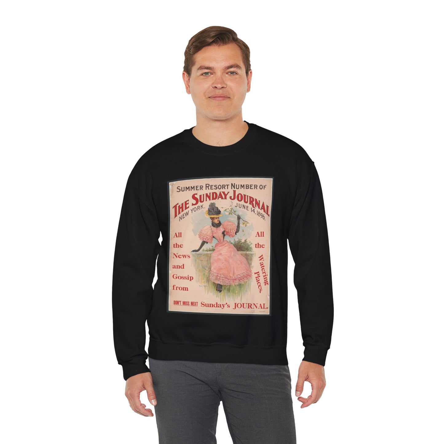 Summer resort number of The Sunday Journal, New York, June 14, 1896 ... Archie Gunn Black Heavy Blend Adult Crew Neck SweatShirt