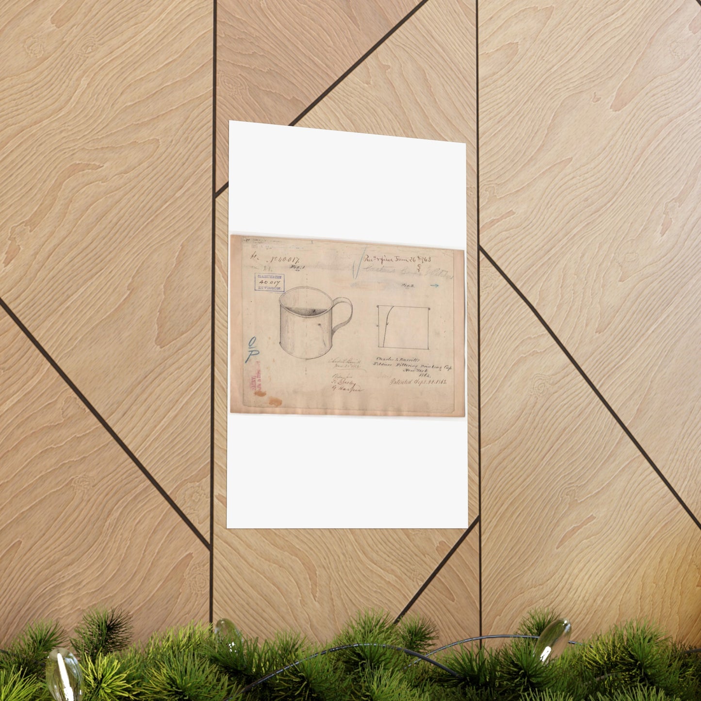 Patent drawing - Drawing of Soldiers Filtering Drinking Cup Public domain image High Quality Matte Wall Art Poster for Home, Office, Classroom