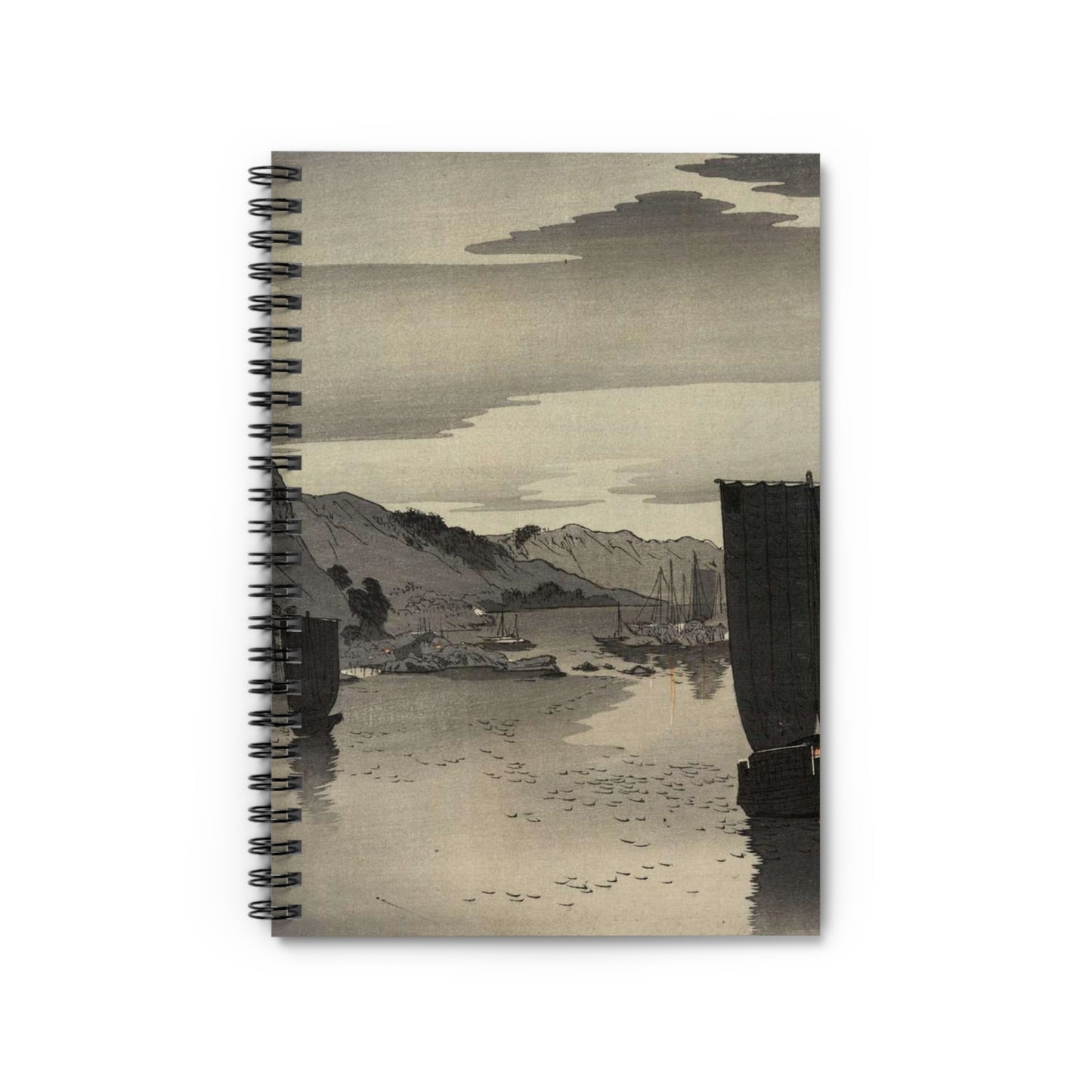 Yūgure no hansen - Public domain portrait drawing Spiral Bound Ruled Notebook with Printed Cover