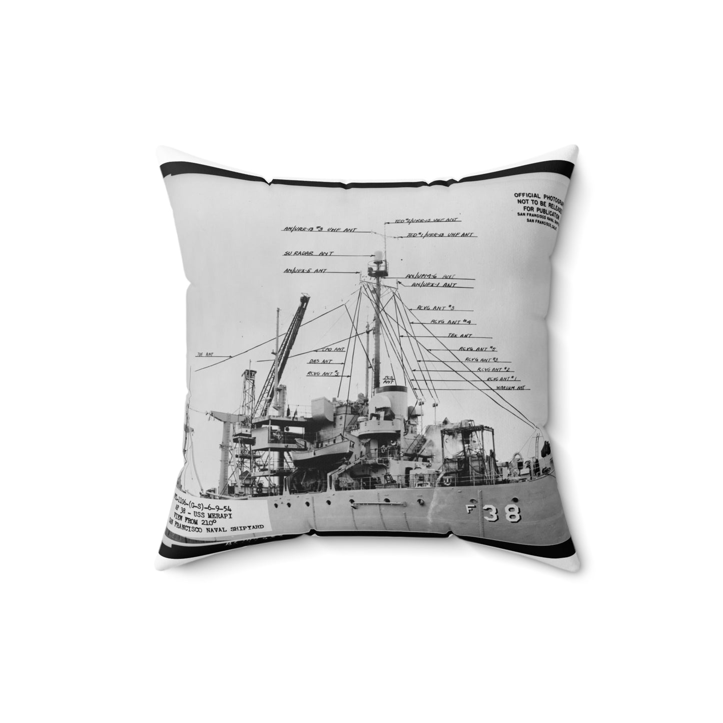 Navy Ship AF-38 Merapi - Public domain photogrpaph Decorative Accent Square Pillow