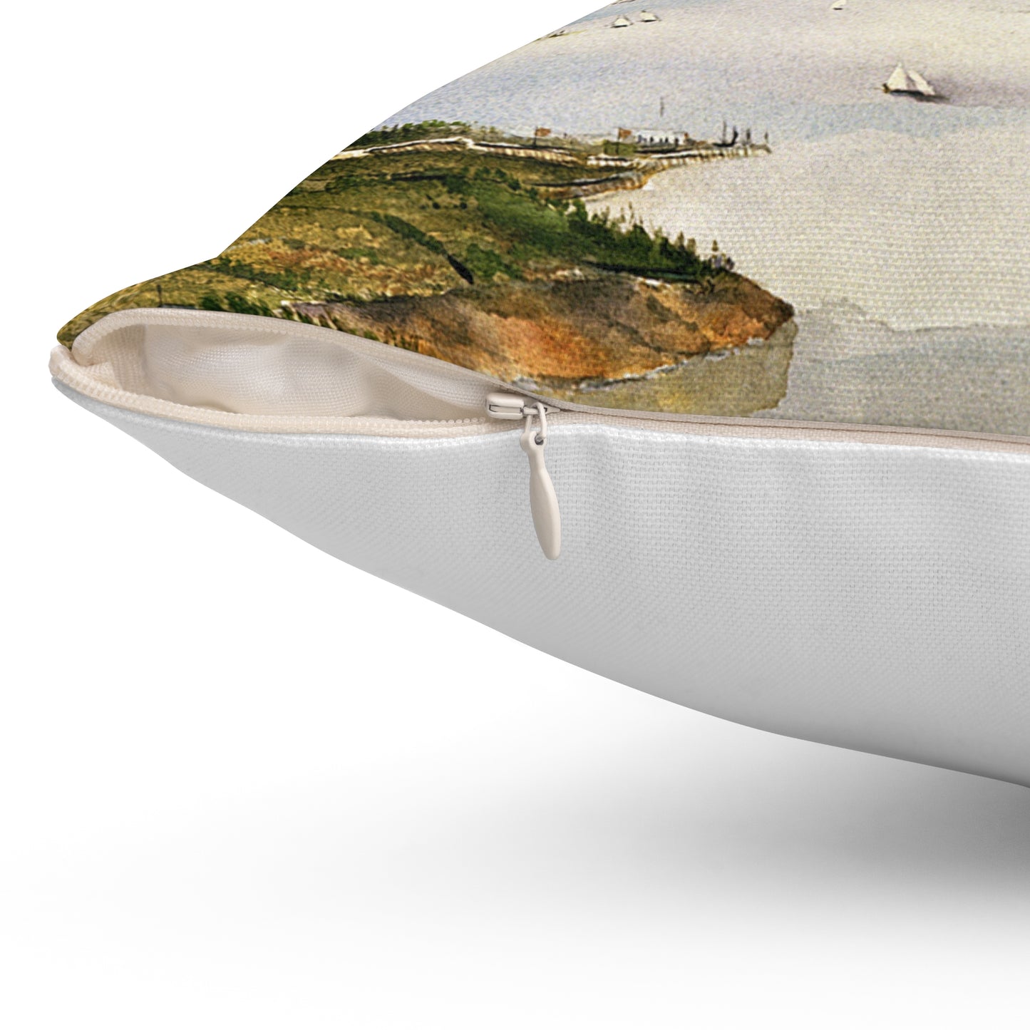 Artwork: "T.S.C. Lowe's Ballon Tethered at 1,000 Feet Above the York River in 1862". Artist: John McCoy Decorative Accent Square Pillow