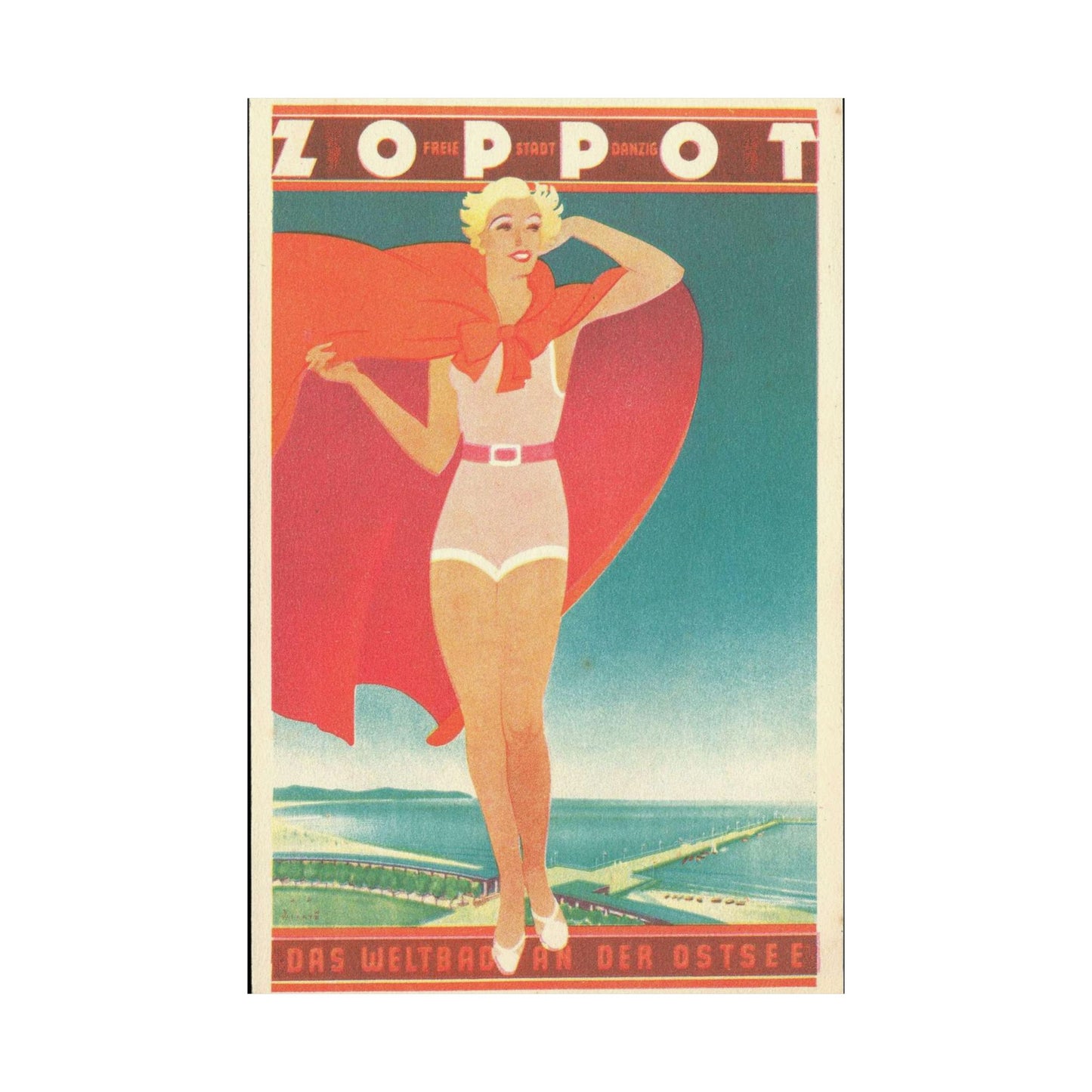 Jupp Wiertz - Zoppot, das Weltbad an der Ostsee High Quality Matte Wall Art Poster for Home, Office, Classroom