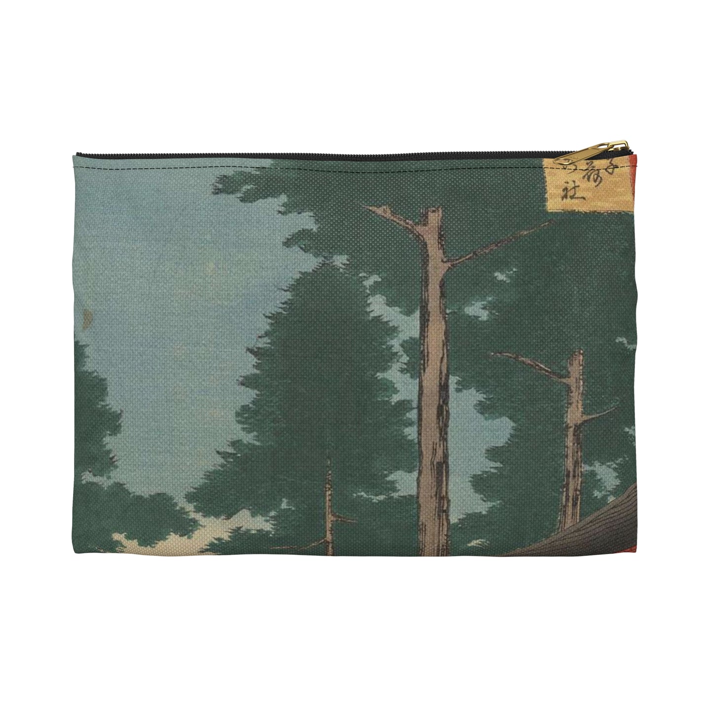 Gajō icchō, Andō Hiroshige - Public domain portrait drawing Large Organizer Pouch with Black Zipper