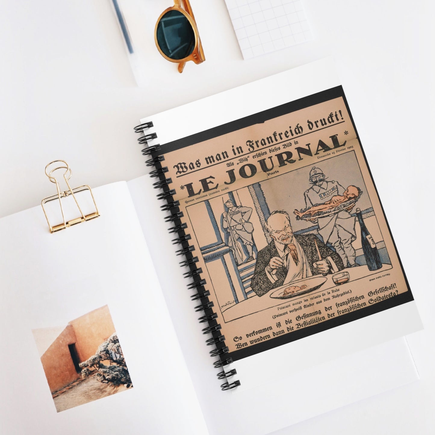 Poincare ́mange les enfants de la Ruhr Dessin d' Abel Faivre Spiral Bound Ruled Notebook with Printed Cover