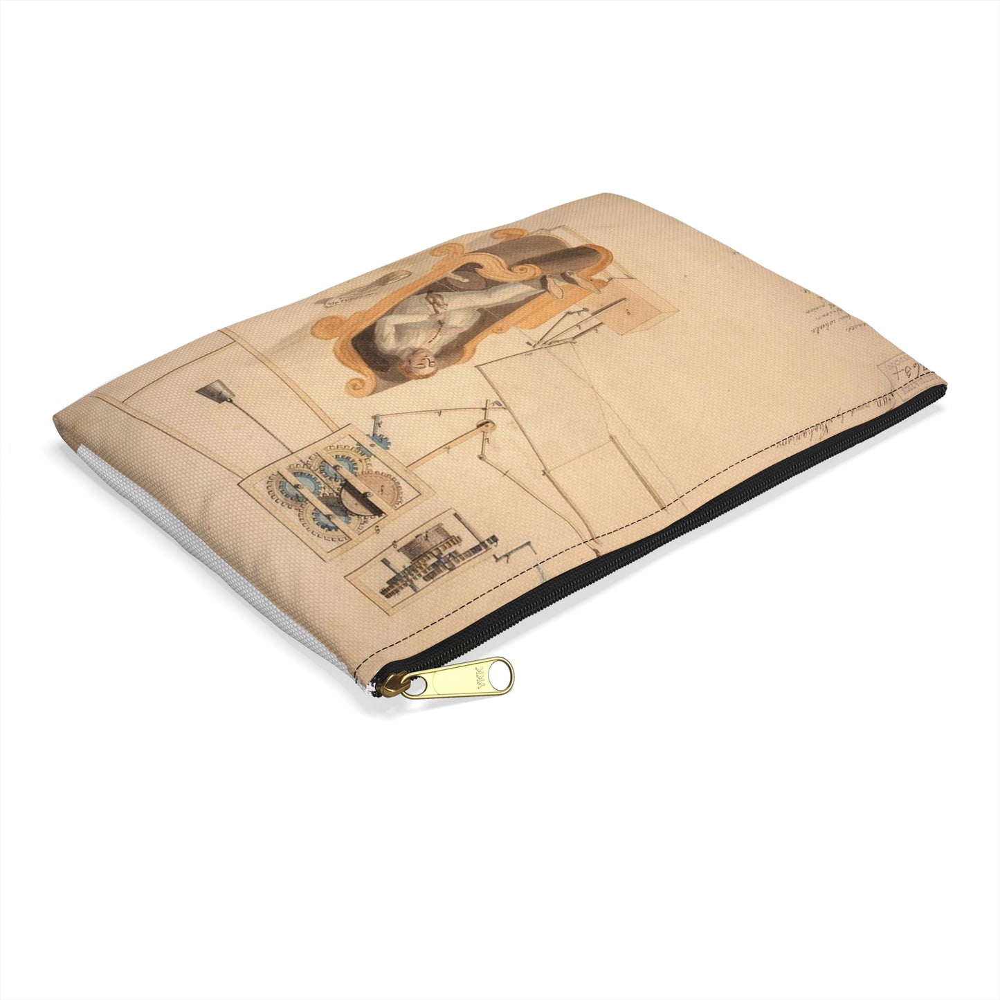 Patent drawing - Drawing of Fan Moved by Mechanism Public domain image Large Organizer Pouch with Black Zipper