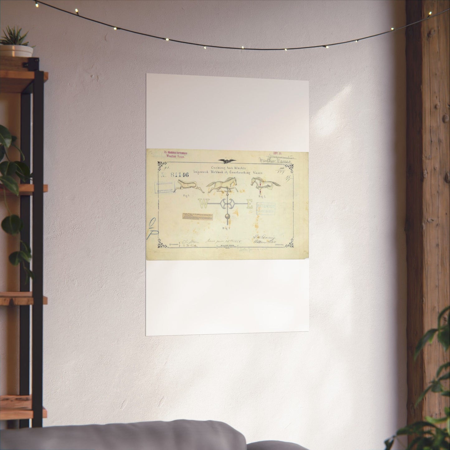 Patent drawing - Drawing of an Improved Method of Constructing Vanes Public domain image High Quality Matte Wall Art Poster for Home, Office, Classroom