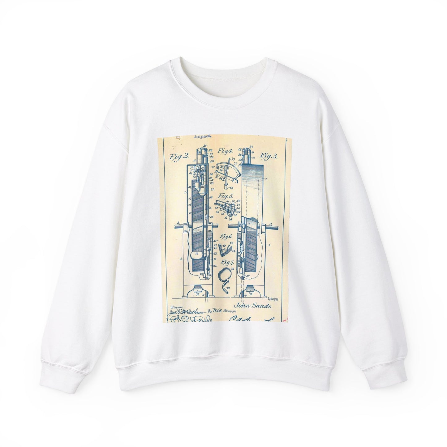 Patent Case File No. 659,901, Water Motor, Inventor- John Sands - DPLA - 6149326a69184505e4a8f617df084dcd (page 49) White Heavy Blend Adult Crew Neck SweatShirt