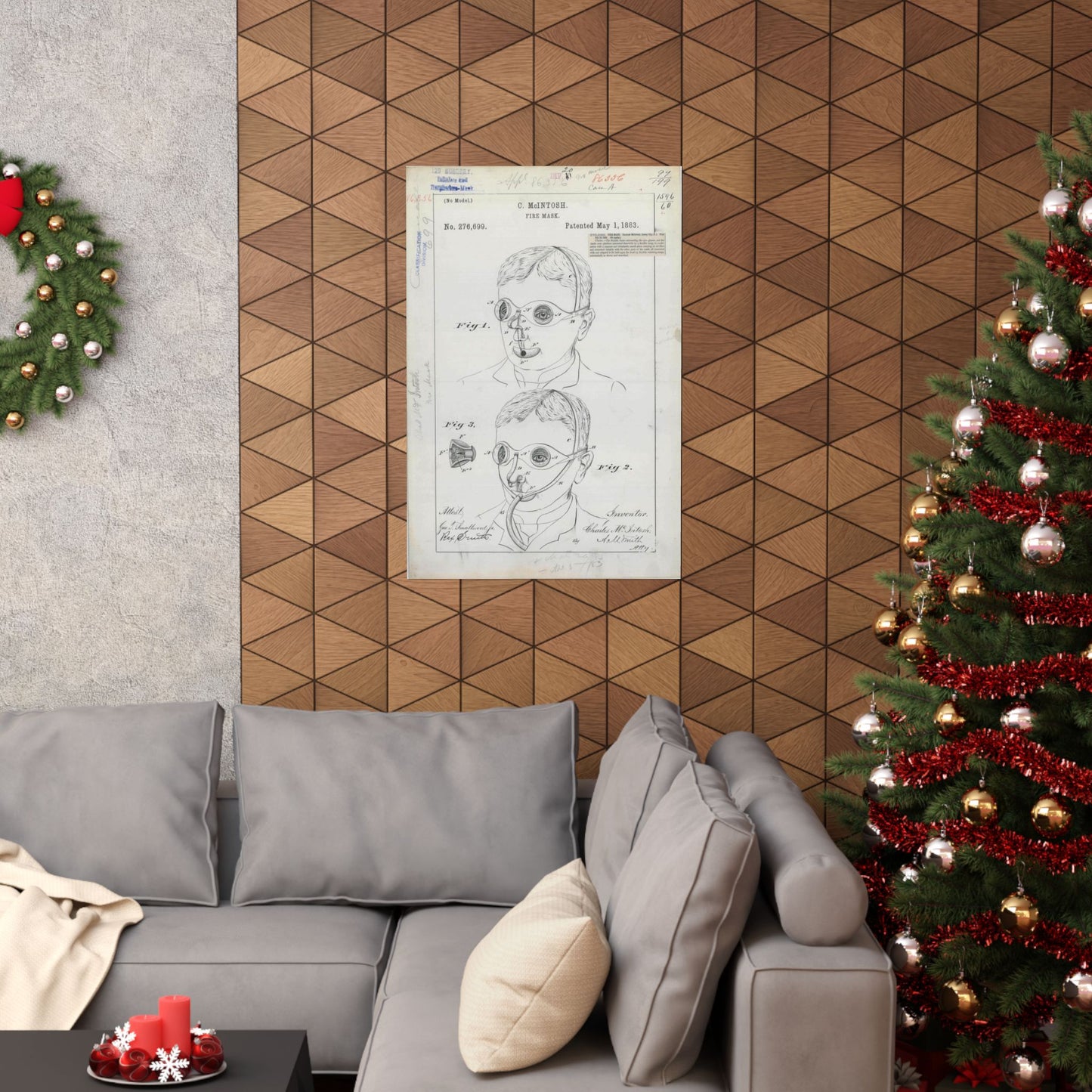 Patent drawing - for C. McIntosh's Fire Mask Public domain image High Quality Matte Wall Art Poster for Home, Office, Classroom