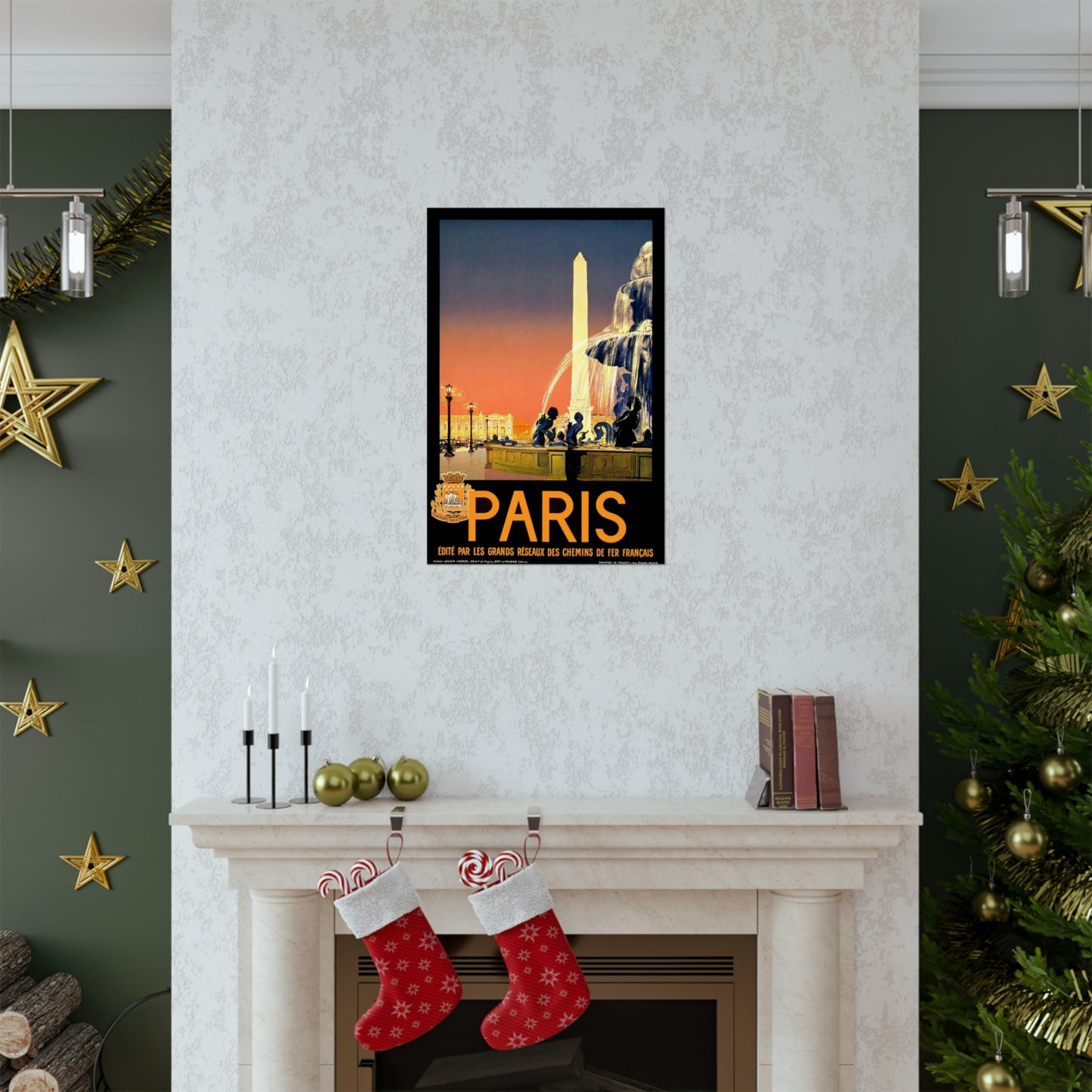 Paris. Vintage Travel Poster. - Art Deco public domain image High Quality Matte Wall Art Poster for Home, Office, Classroom
