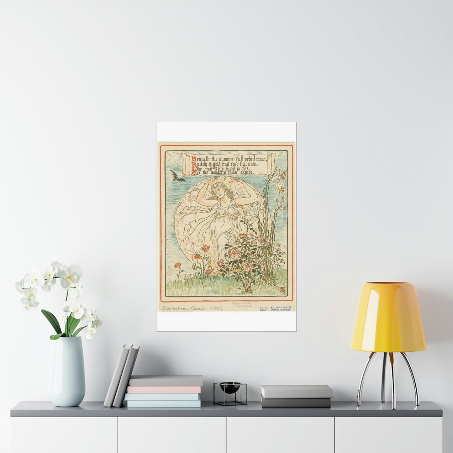Beneath the summer full-orbed moon, ruddy & gold that rose full soon." High Quality Matte Wall Art Poster for Home, Office, Classroom