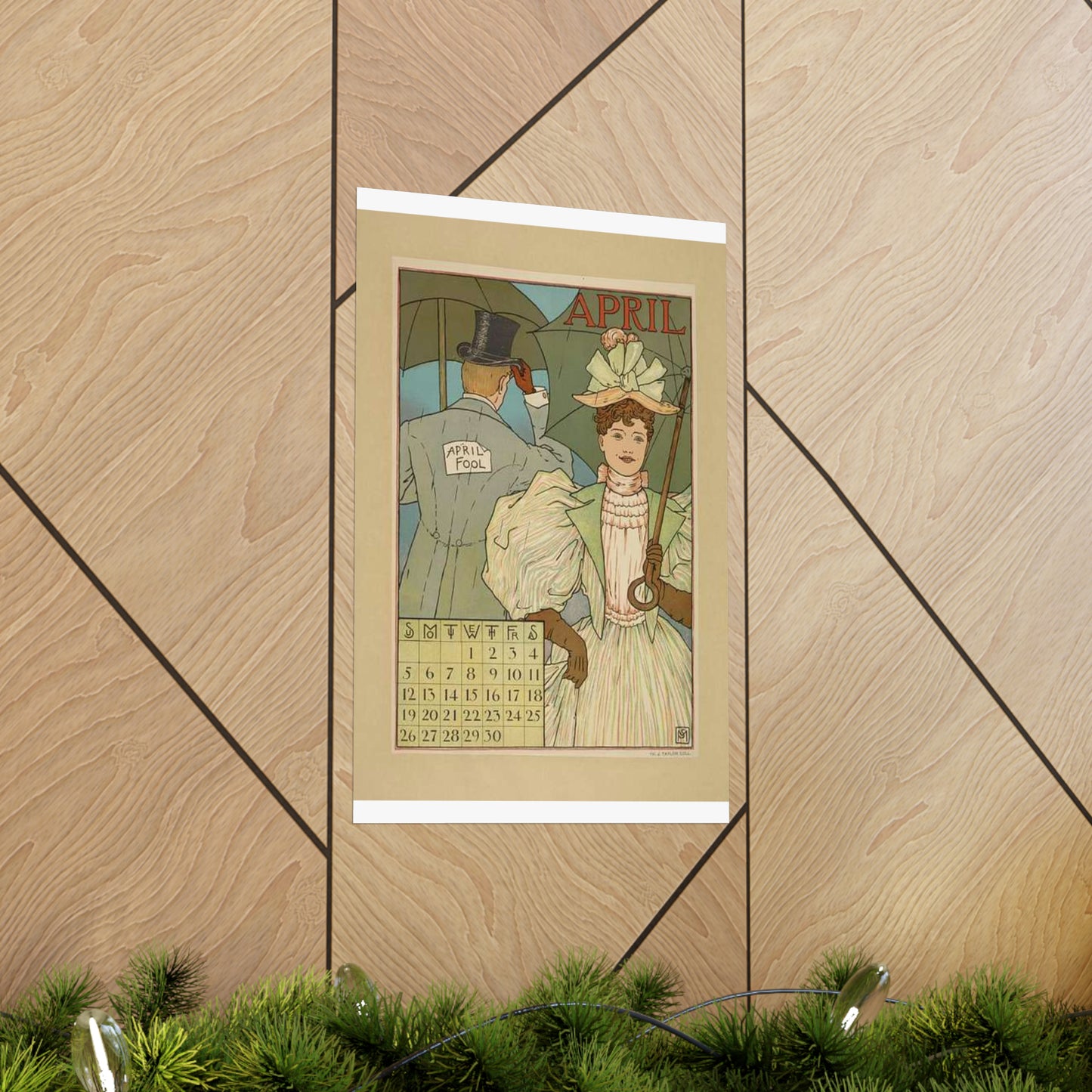April, Art Nouveau Poster - Art nouveau public domain poster High Quality Matte Wall Art Poster for Home, Office, Classroom