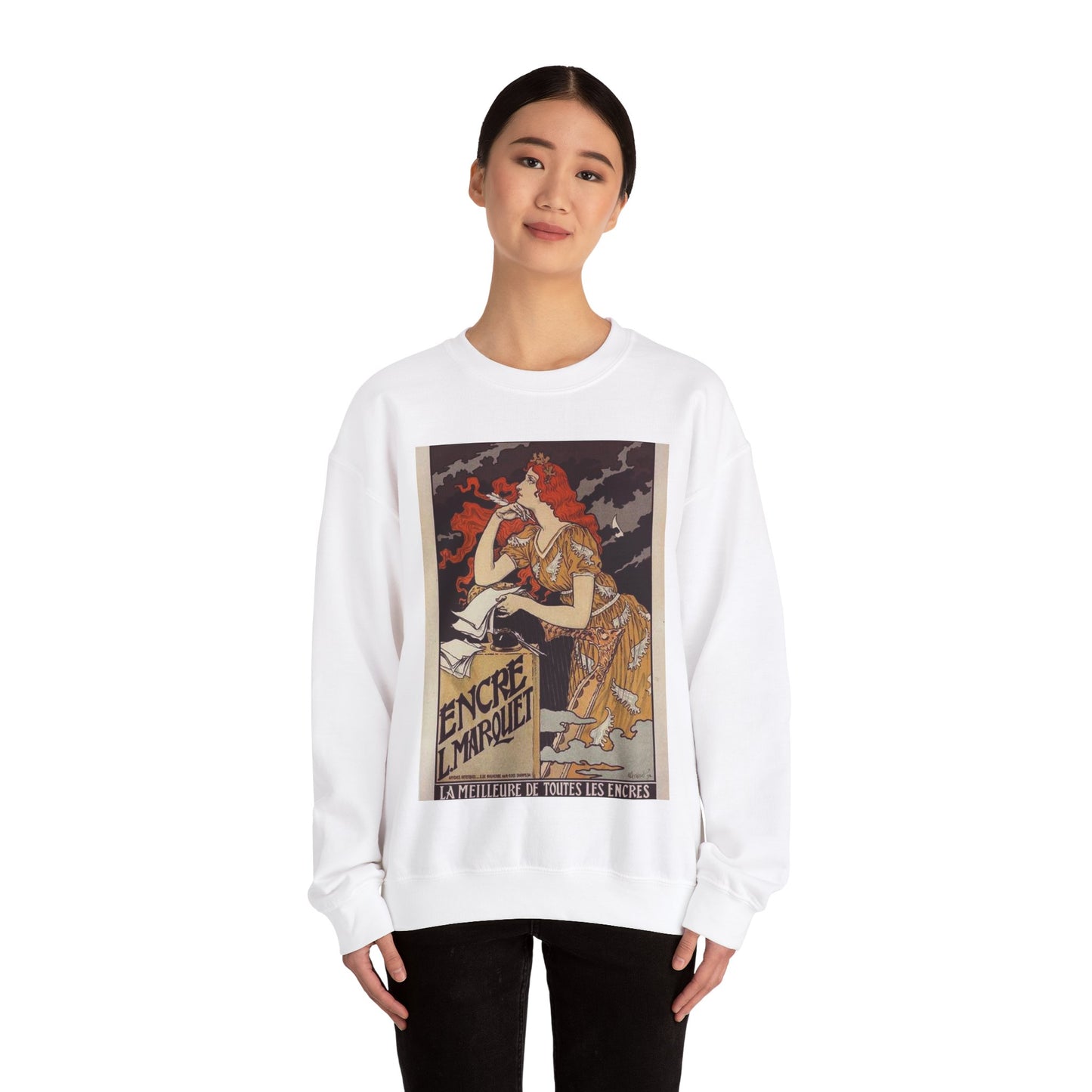 Affiche pour l' "Encre Marquet". White Heavy Blend Adult Crew Neck SweatShirt