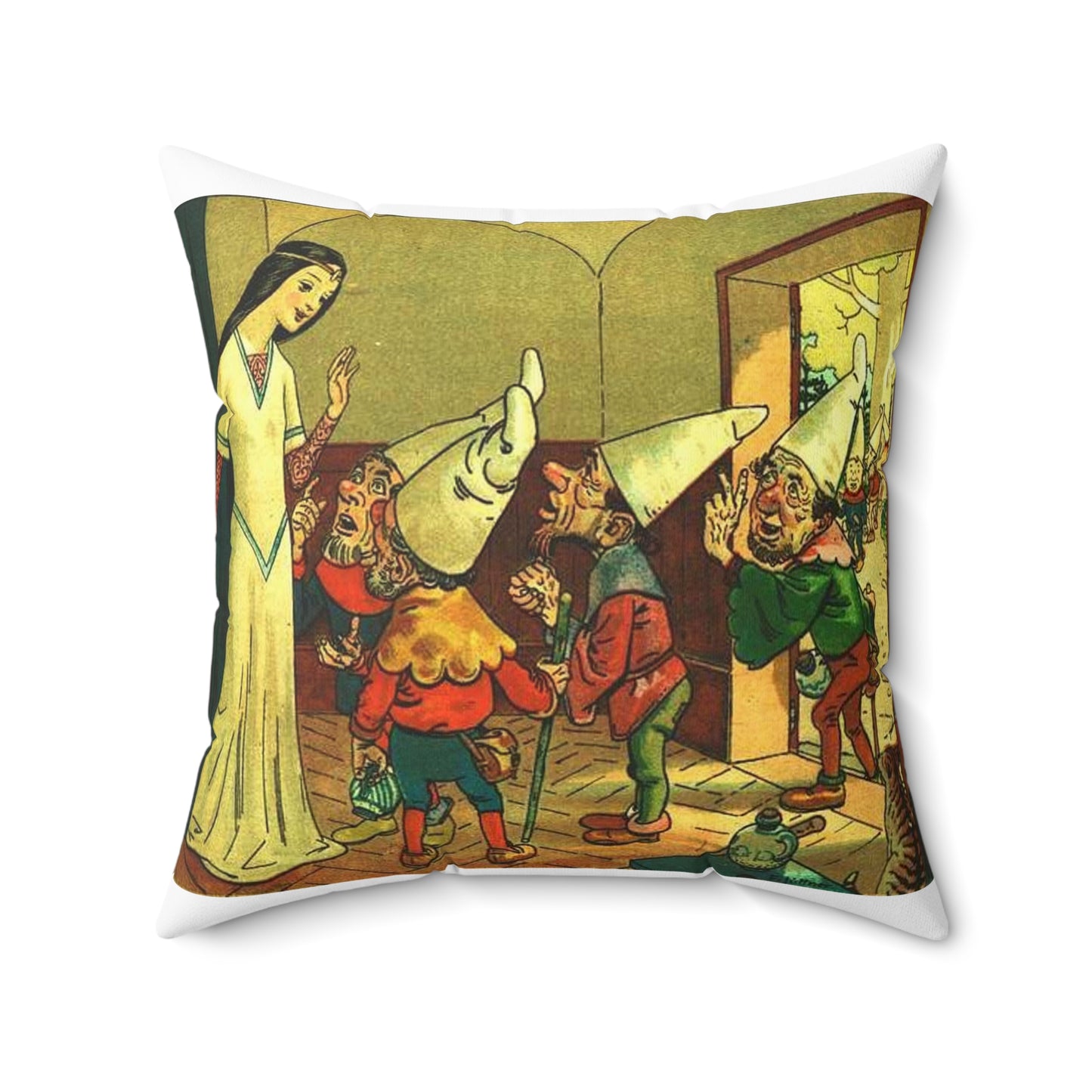 Franz Jüttner Schneewittchen 5 - Drawing. Public domain image. Decorative Accent Square Pillow