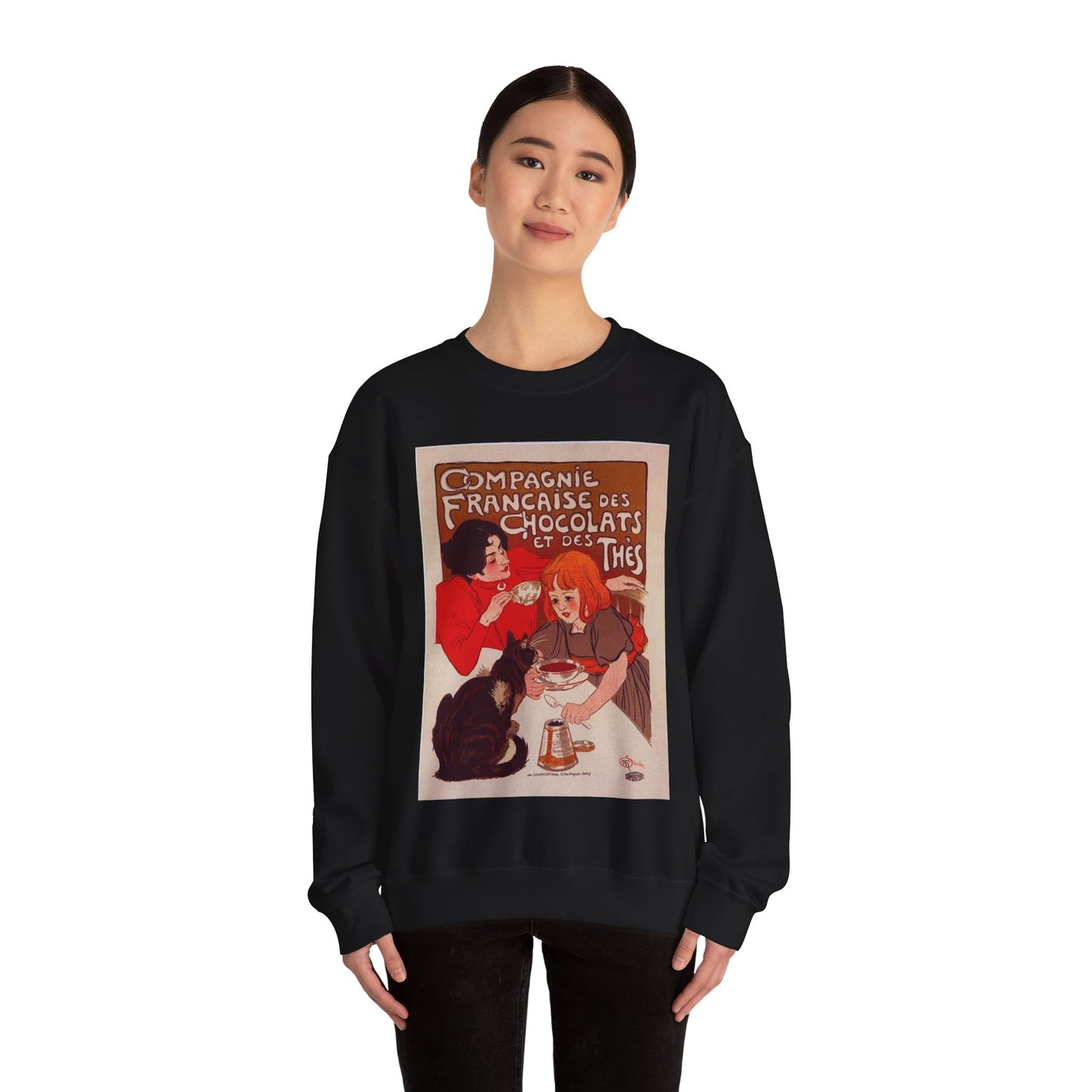 Affiche pour le "Chocolat de la Compagnie Française". Black Heavy Blend Adult Crew Neck SweatShirt