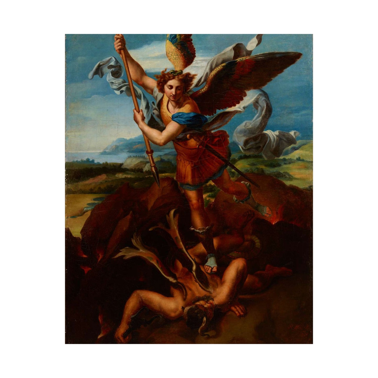 Hadziewicz, Rafał (1803-1886) - Saint Michael the Archangel Vanquishing Satan - MNK XII-A-24 - National Museum Kraków High Quality Matte Wall Art Poster for Home, Office, Classroom