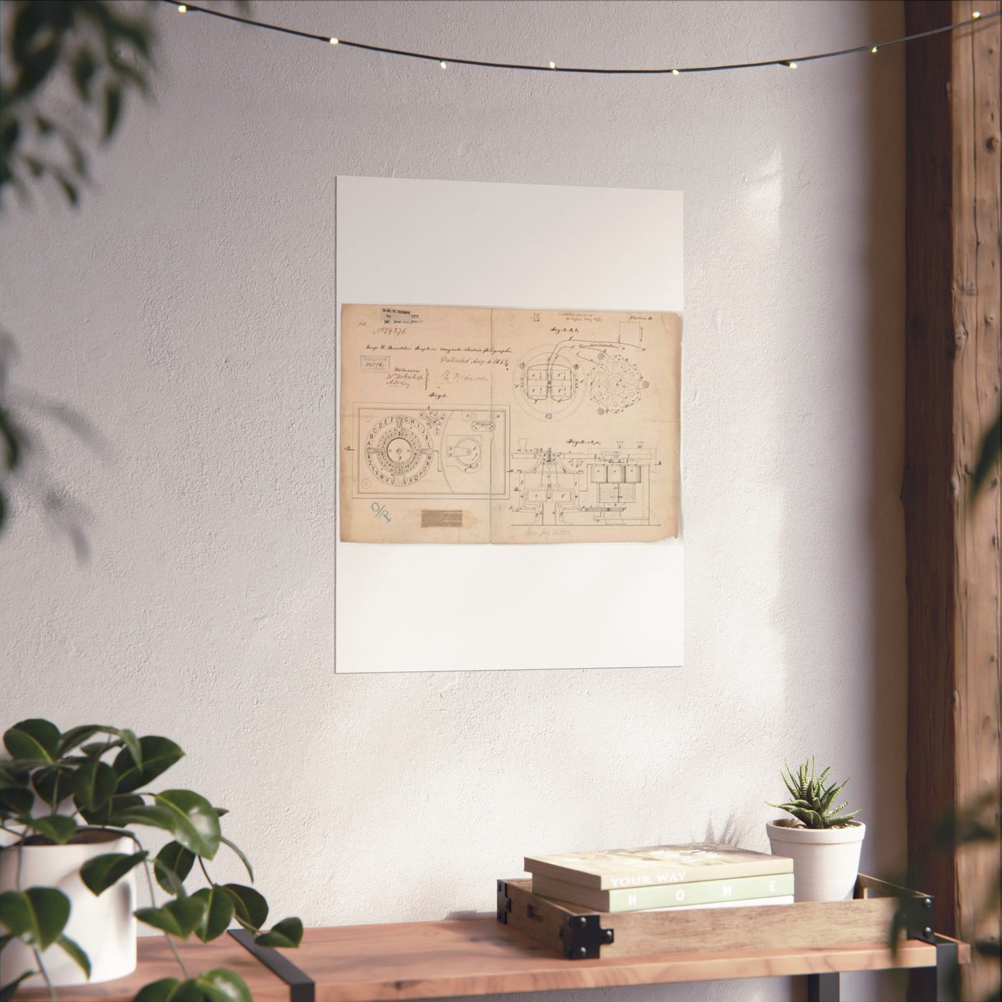 Patent drawing - Drawing of Improvements in Magneto-electric Telegraphs Public domain image High Quality Matte Wall Art Poster for Home, Office, Classroom