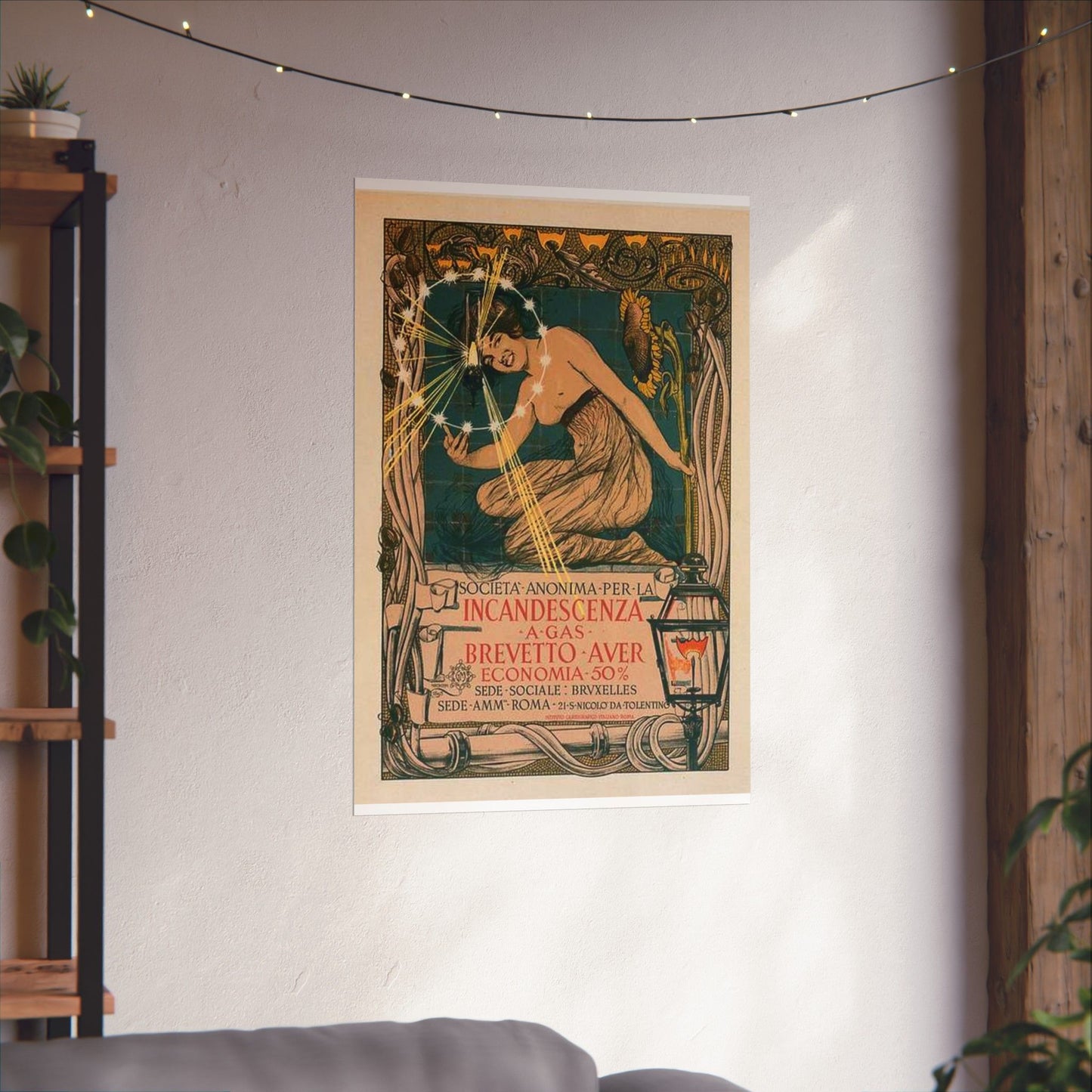 Affiche italienne pour l' "Incandescence par le Gaz, Système Auer" High Quality Matte Wall Art Poster for Home, Office, Classroom