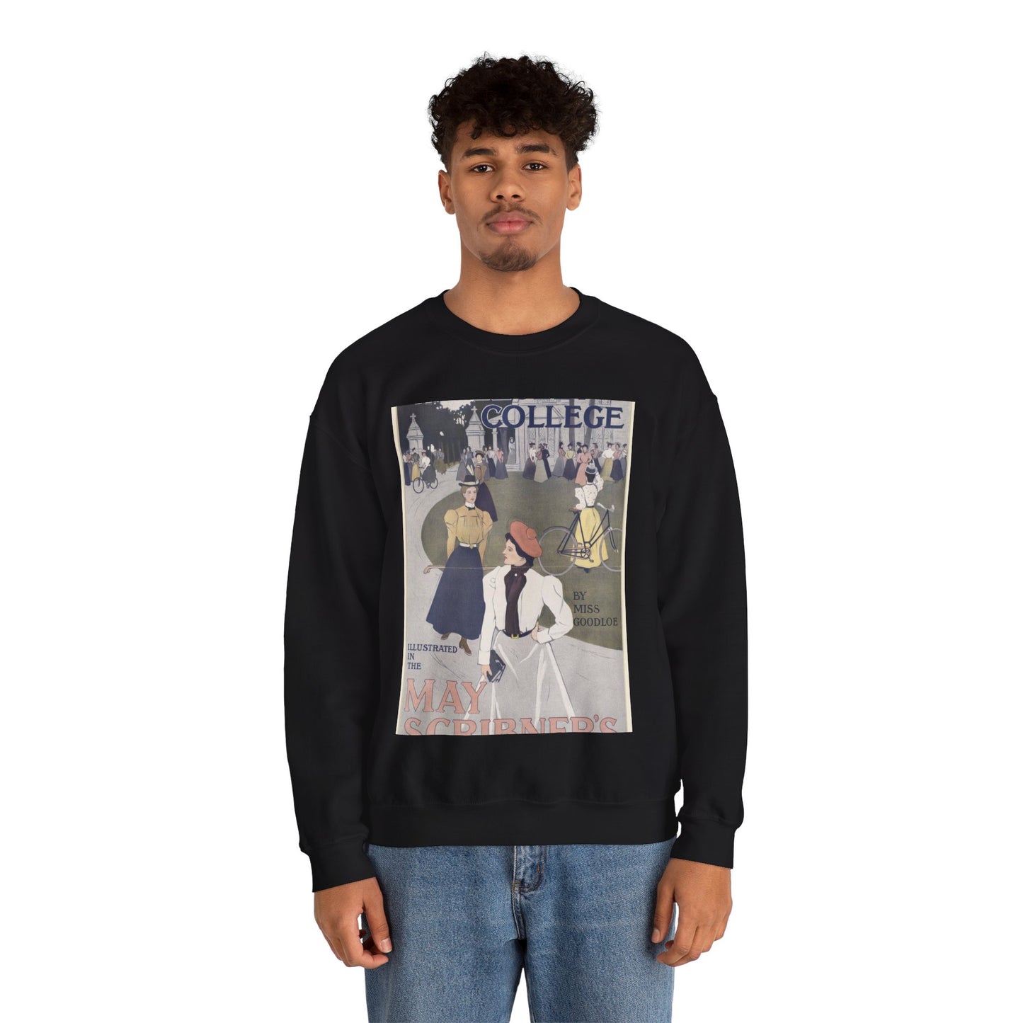 Wellesley College illustrated in the May Scribner's Black Heavy Blend Adult Crew Neck SweatShirt