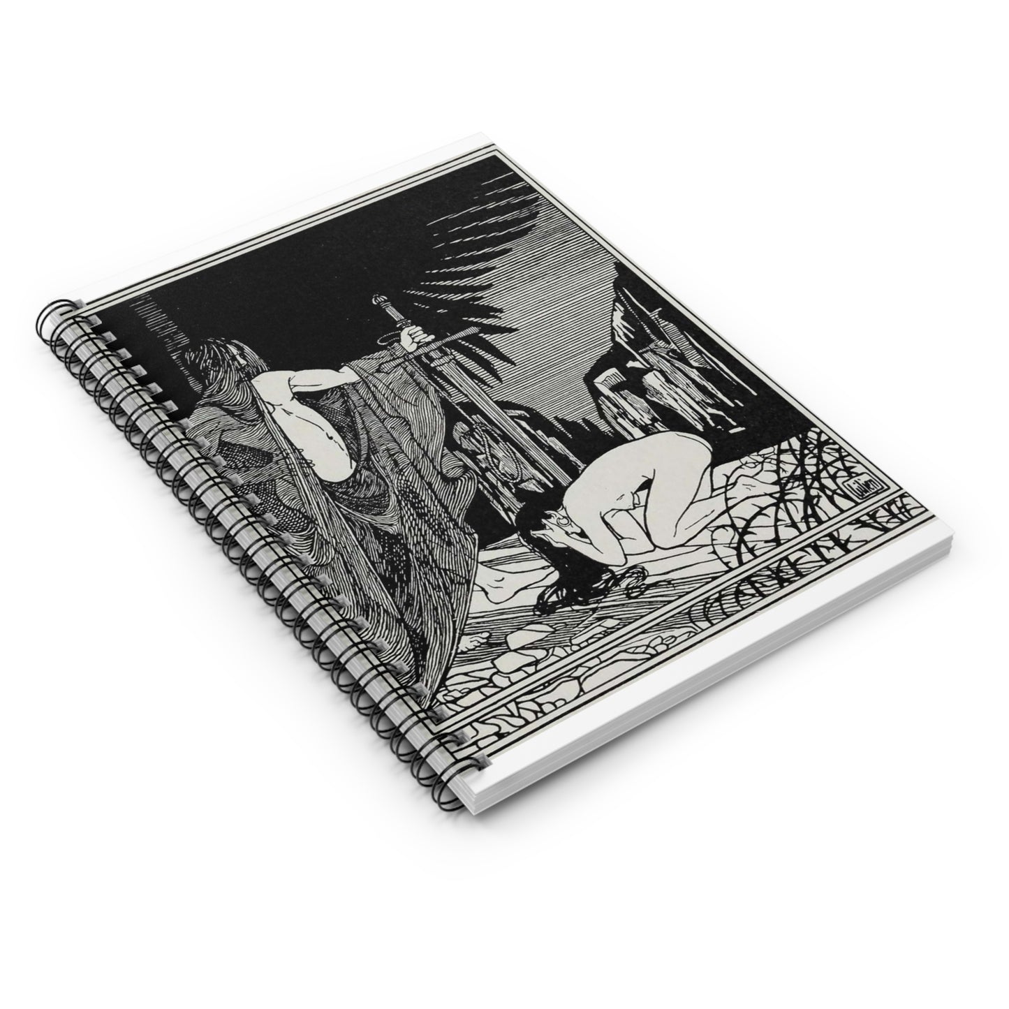 Juda 3 - Art nouveau public domain image Spiral Bound Ruled Notebook with Printed Cover