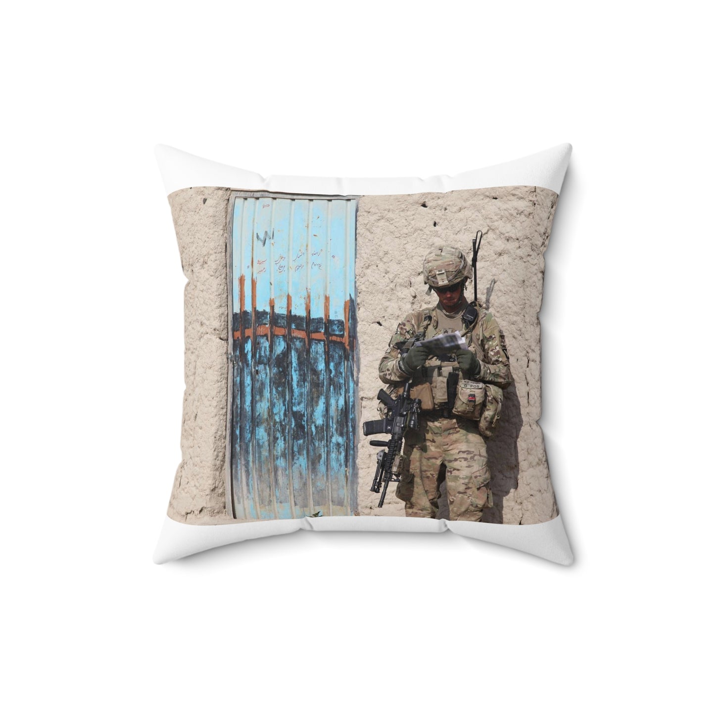 U.S. Army Sgt. Keith Keller, a combat engineer assigned Decorative Accent Square Pillow