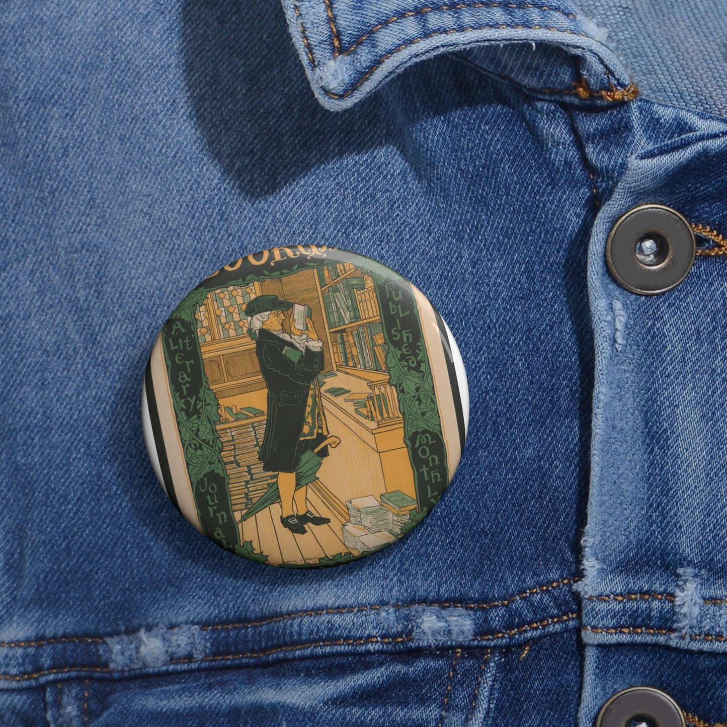 Louis Rhead - The bookman, Christmas number (2015646907) Pin Buttons with Crisp Design