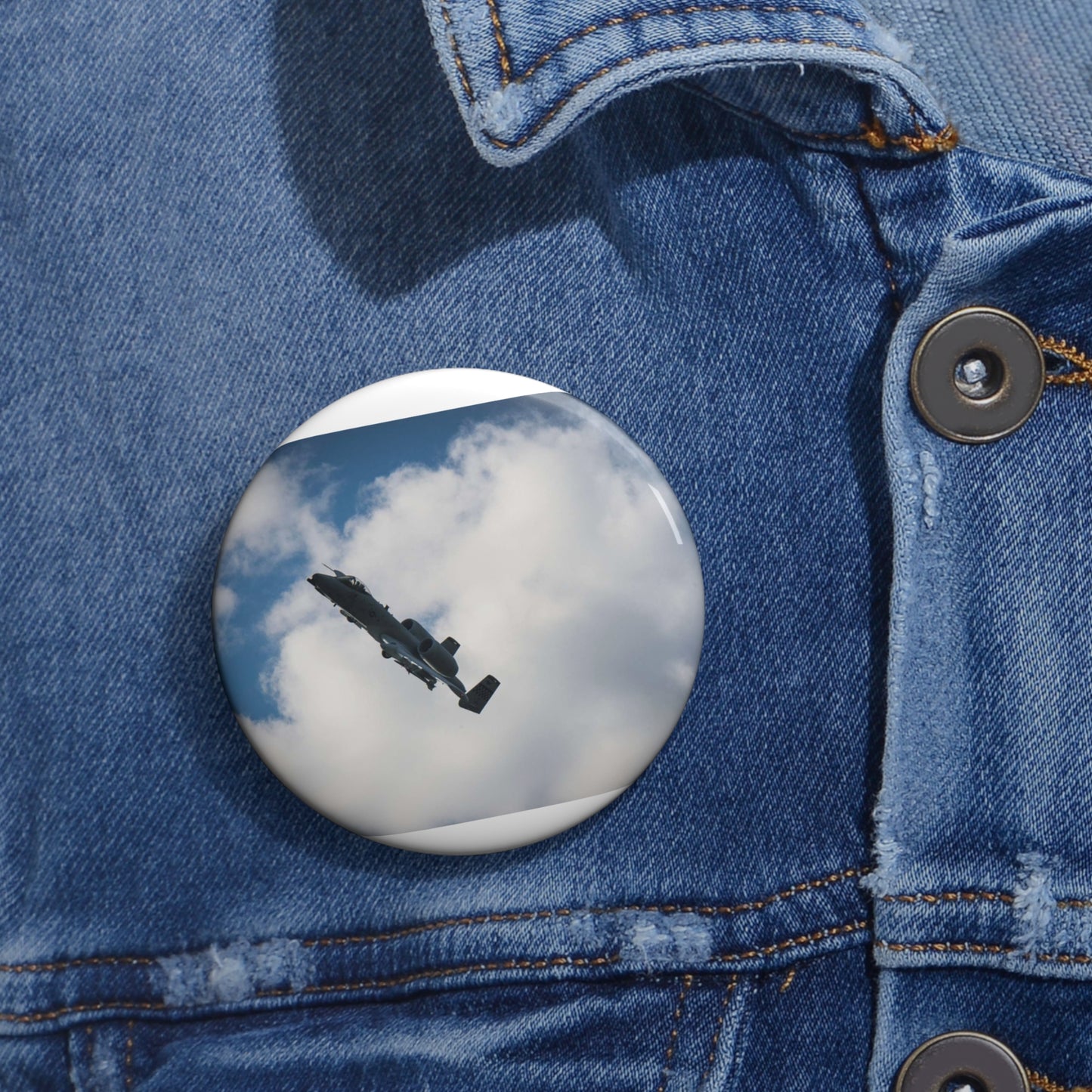 An A-10 Thunderbolt II assigned to the 51st Fighter Pin Buttons with Crisp Design