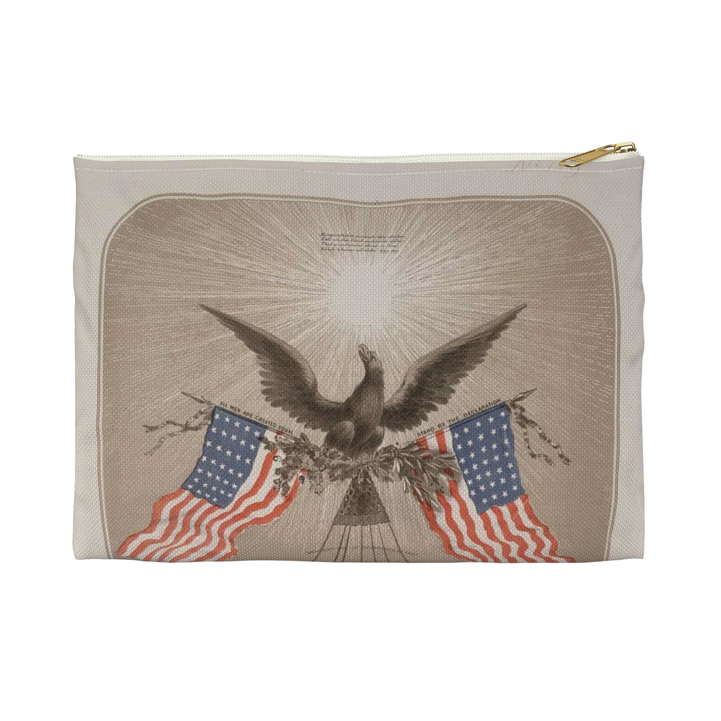 The American Declaration of Independence illustrated / Fabronious ; designed by R. Thayer ; L. Prang & Co. Lith., Boston. Large Organizer Pouch with Black Zipper