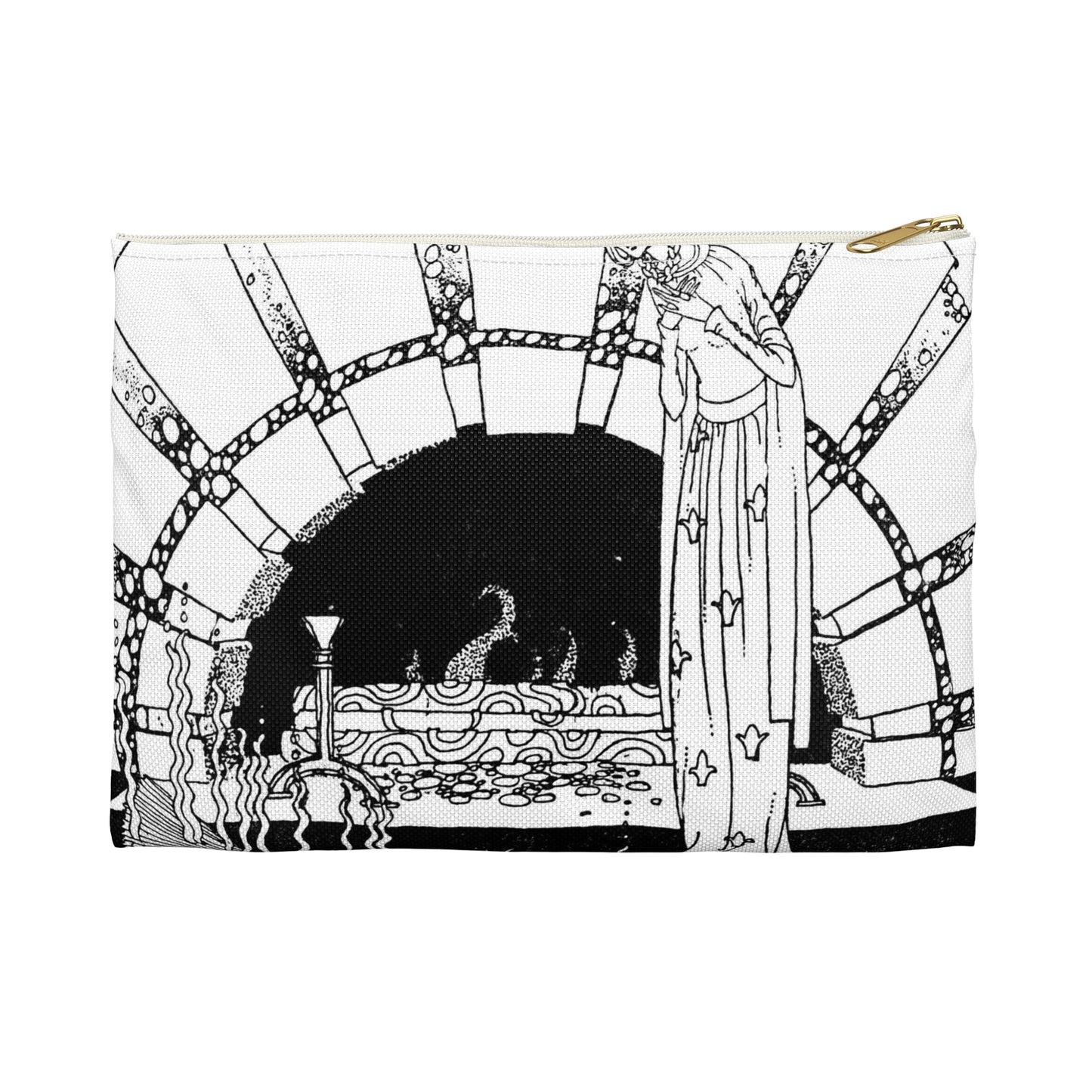 Old french fairy tales 0182 - Art nouveau public domain image Large Organizer Pouch with Black Zipper