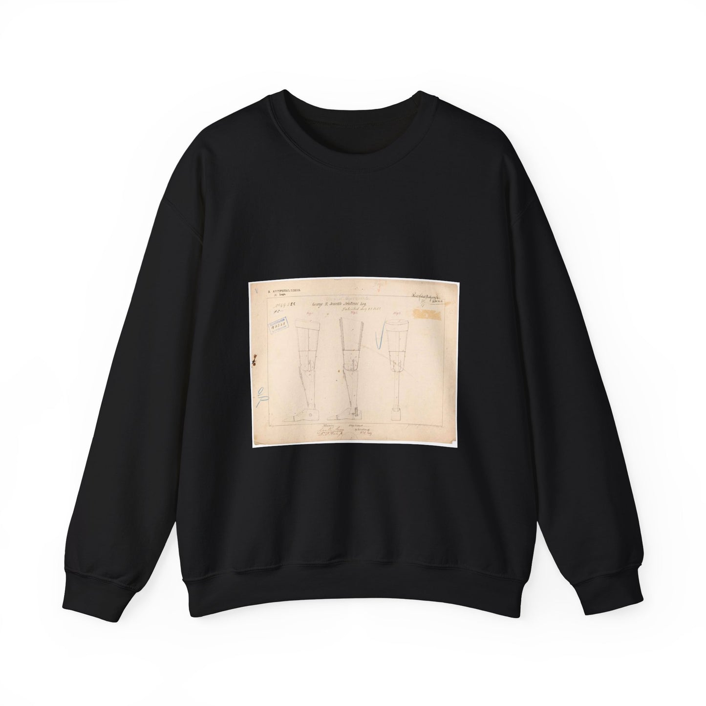 Patent drawing - Drawing of Artificial Leg Public domain image Black Heavy Blend Adult Crew Neck SweatShirt