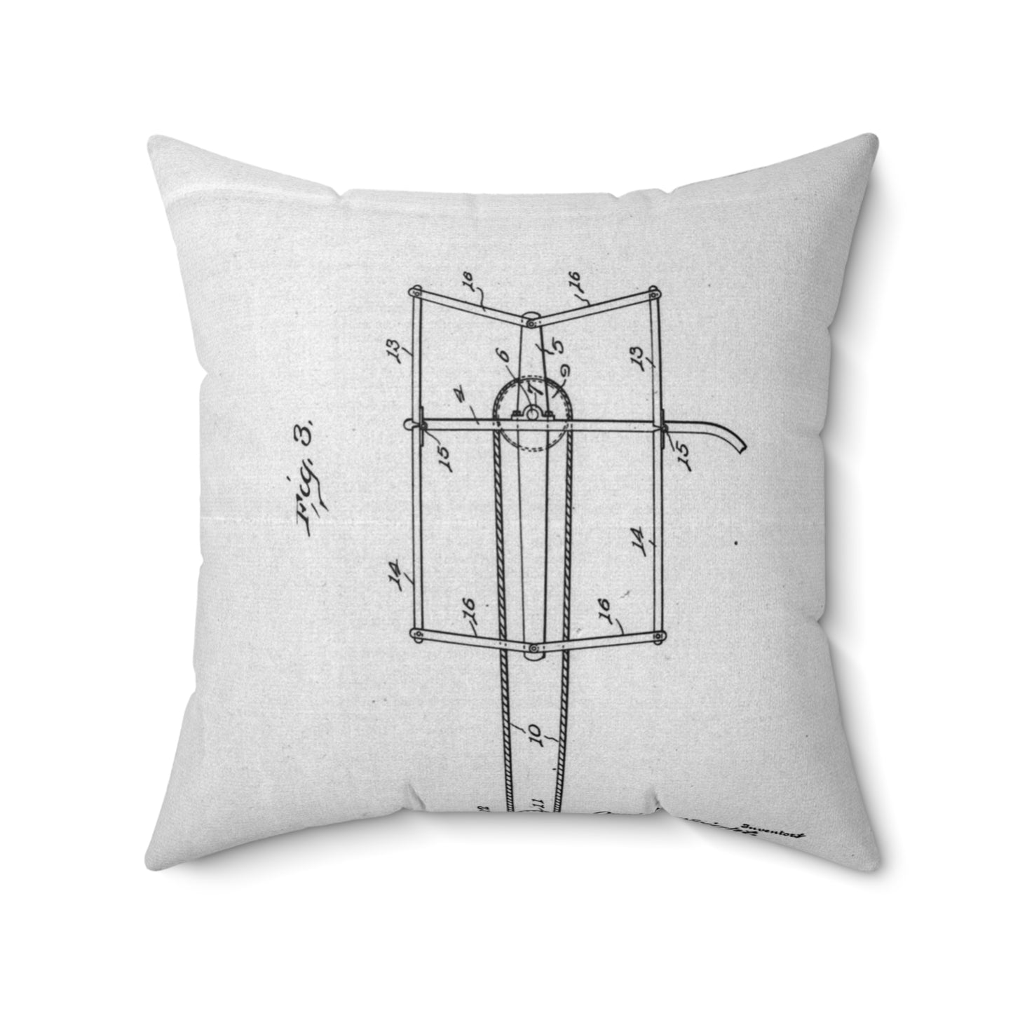 Patent drawing - Subject File: Patents--By Wright Brothers--USA--filed 15 July 1908, patented 5 January 1909 Public domain image Decorative Accent Square Pillow