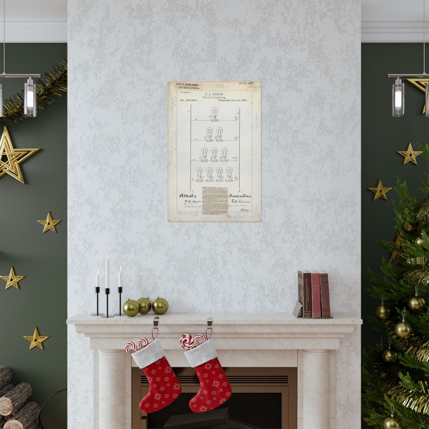 Patent drawing - for T. A. Edison's Electric Lighting Public domain image High Quality Matte Wall Art Poster for Home, Office, Classroom
