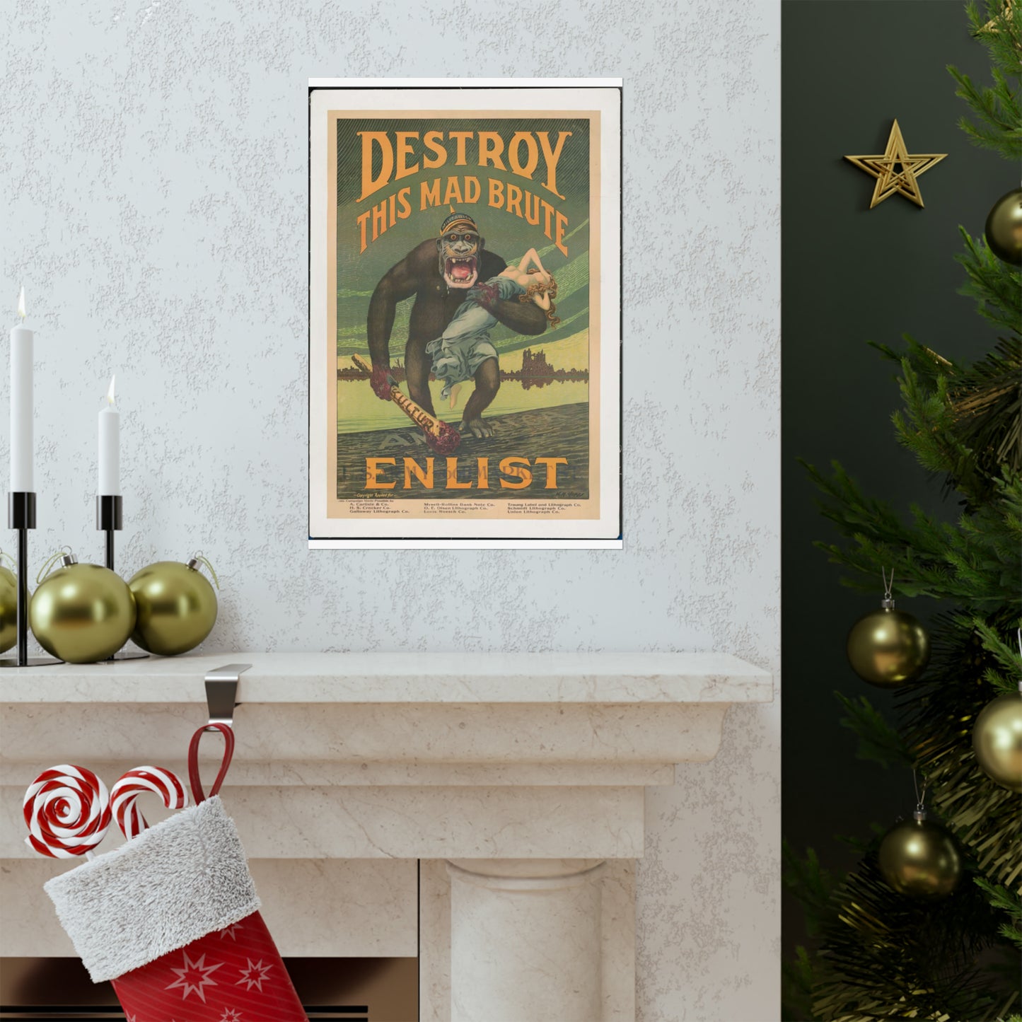 Destroy this mad brute Enlist - U.S. Army. High Quality Matte Wall Art Poster for Home, Office, Classroom