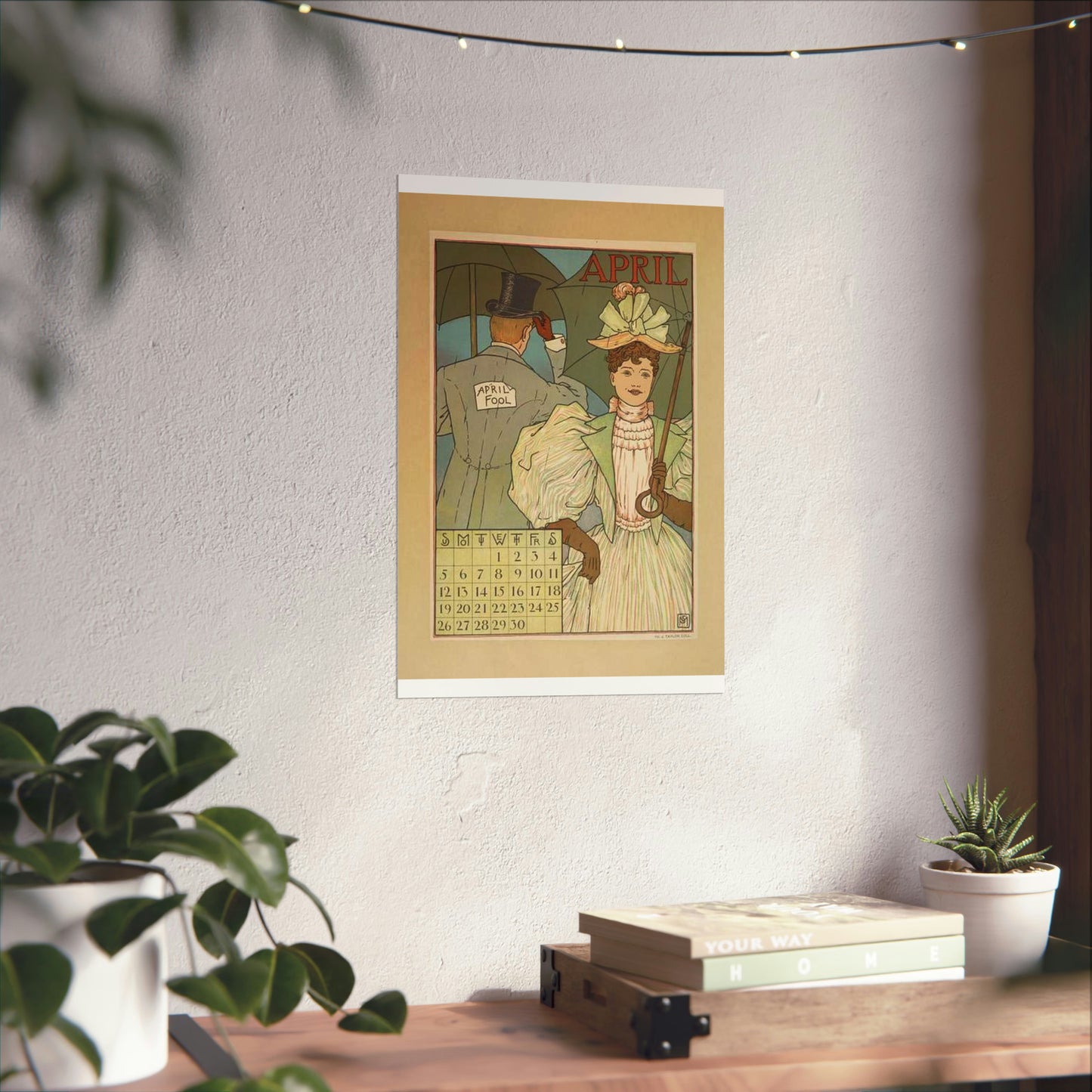 April, Art Nouveau Poster - Art nouveau public domain poster High Quality Matte Wall Art Poster for Home, Office, Classroom