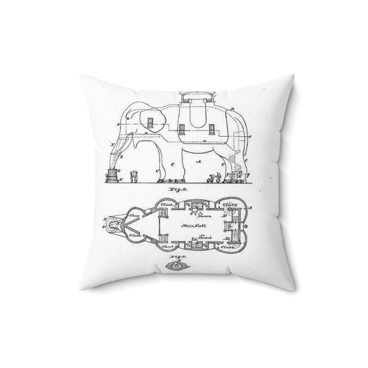 Patent Drawing of Engine - Lucy-USpatent268503 1882 Public domain image Decorative Accent Square Pillow