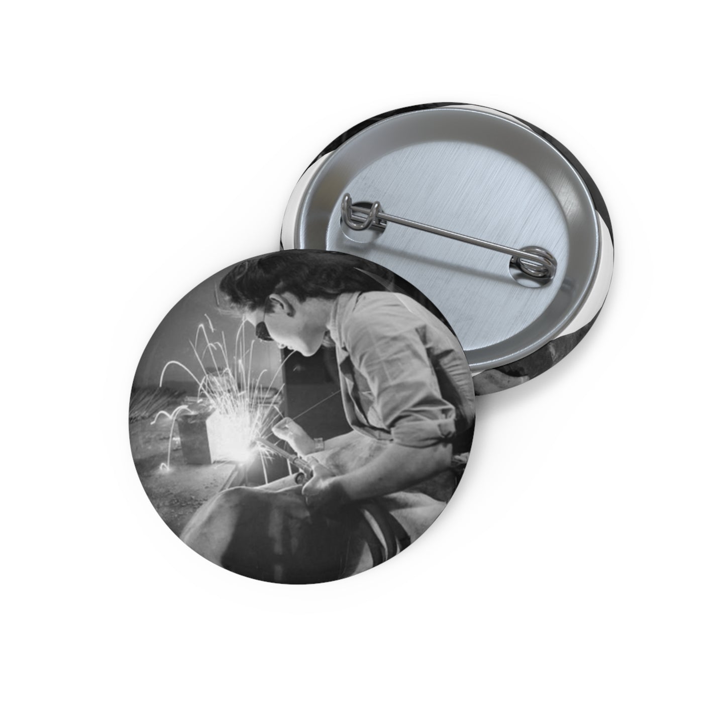 Electrical Engineering Works Goes To War, England, 1942 D11872 Pin Buttons with Crisp Design