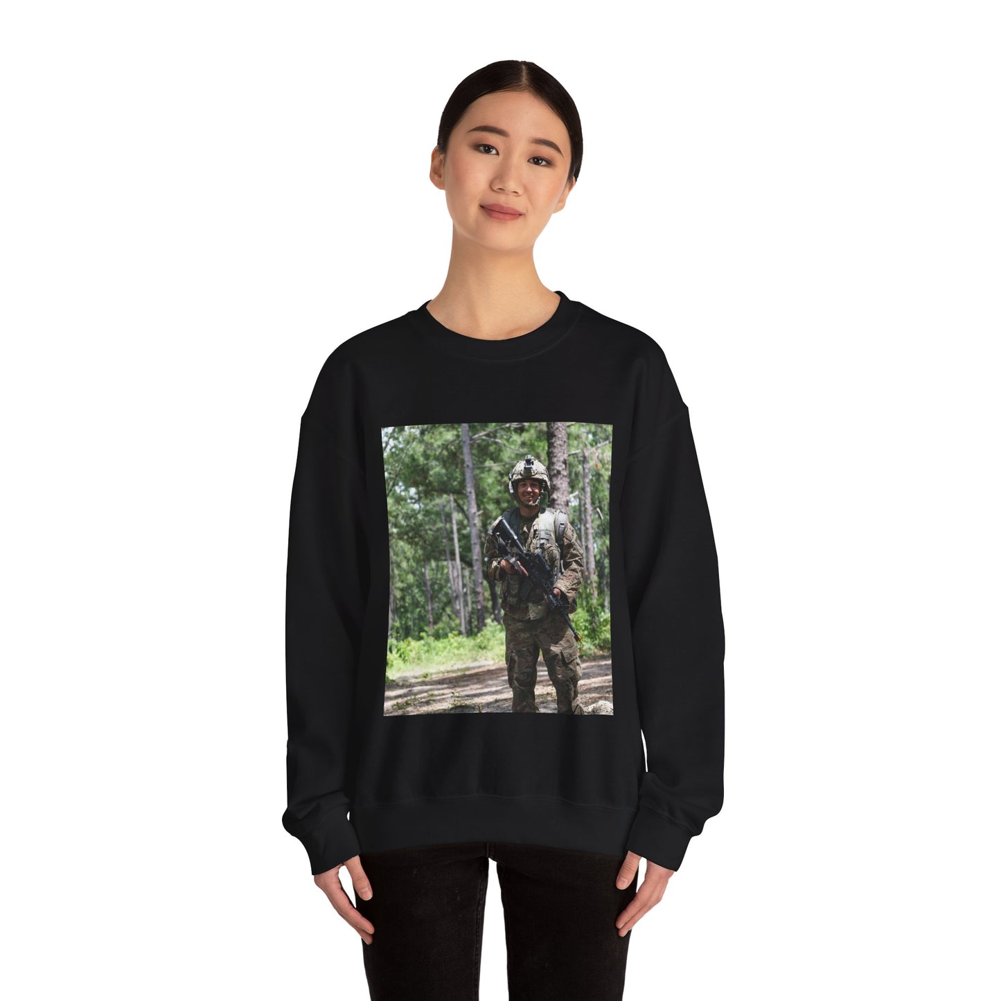 1st Lt. Jamieson Barnes an officer with Headquarters, Black Heavy Blend Adult Crew Neck SweatShirt