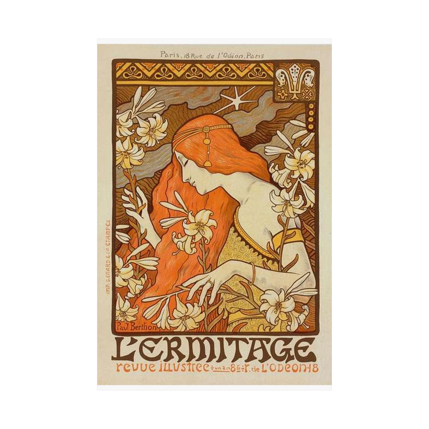 Paul Emile Berthon - Affiche pour la Revue "l'Érmitage. High Quality Matte Wall Art Poster for Home, Office, Classroom
