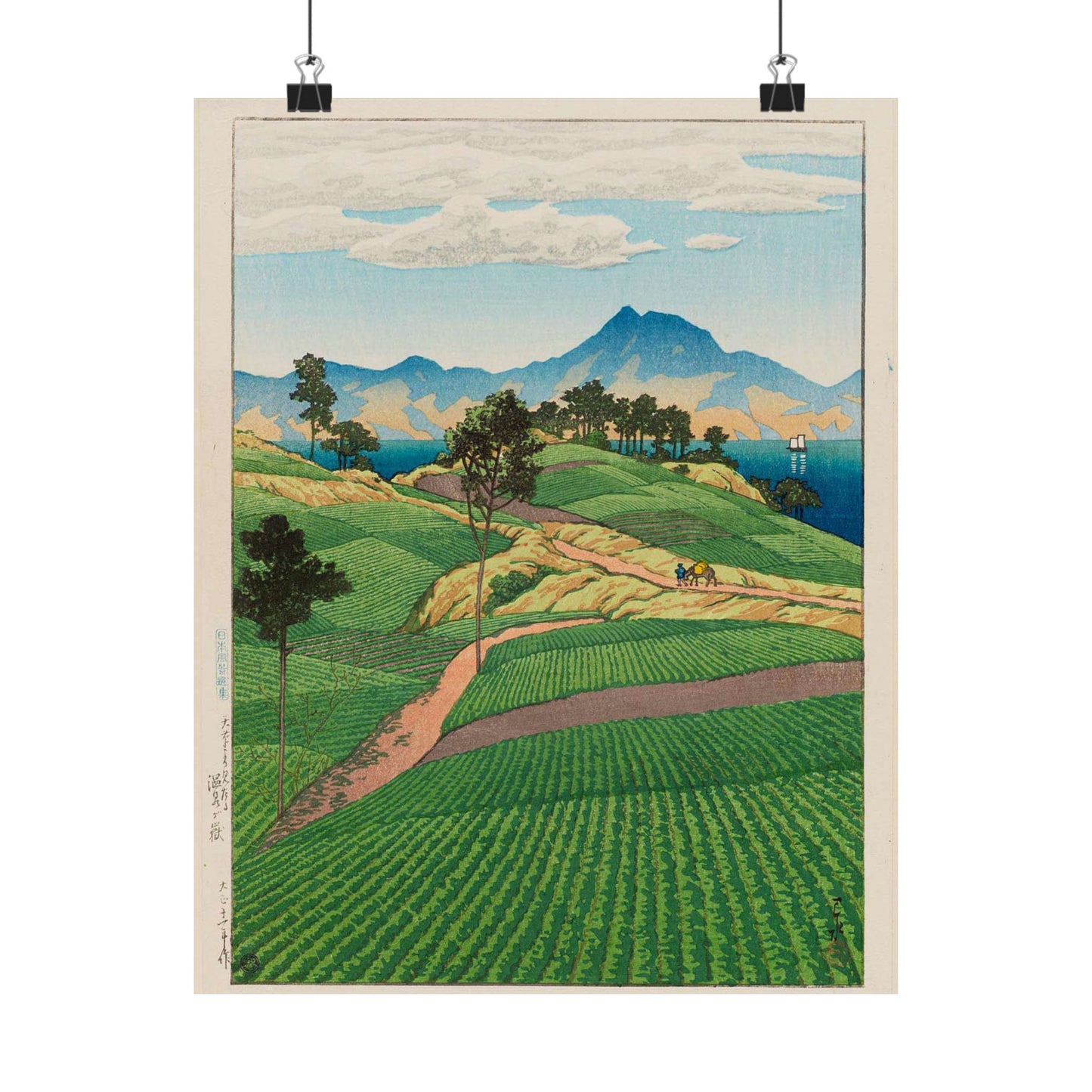 Nihon fūkei senshū, Amakusa yori mitaru Onsengadake by Kawase Hasui High Quality Matte Wall Art Poster for Home, Office, Classroom