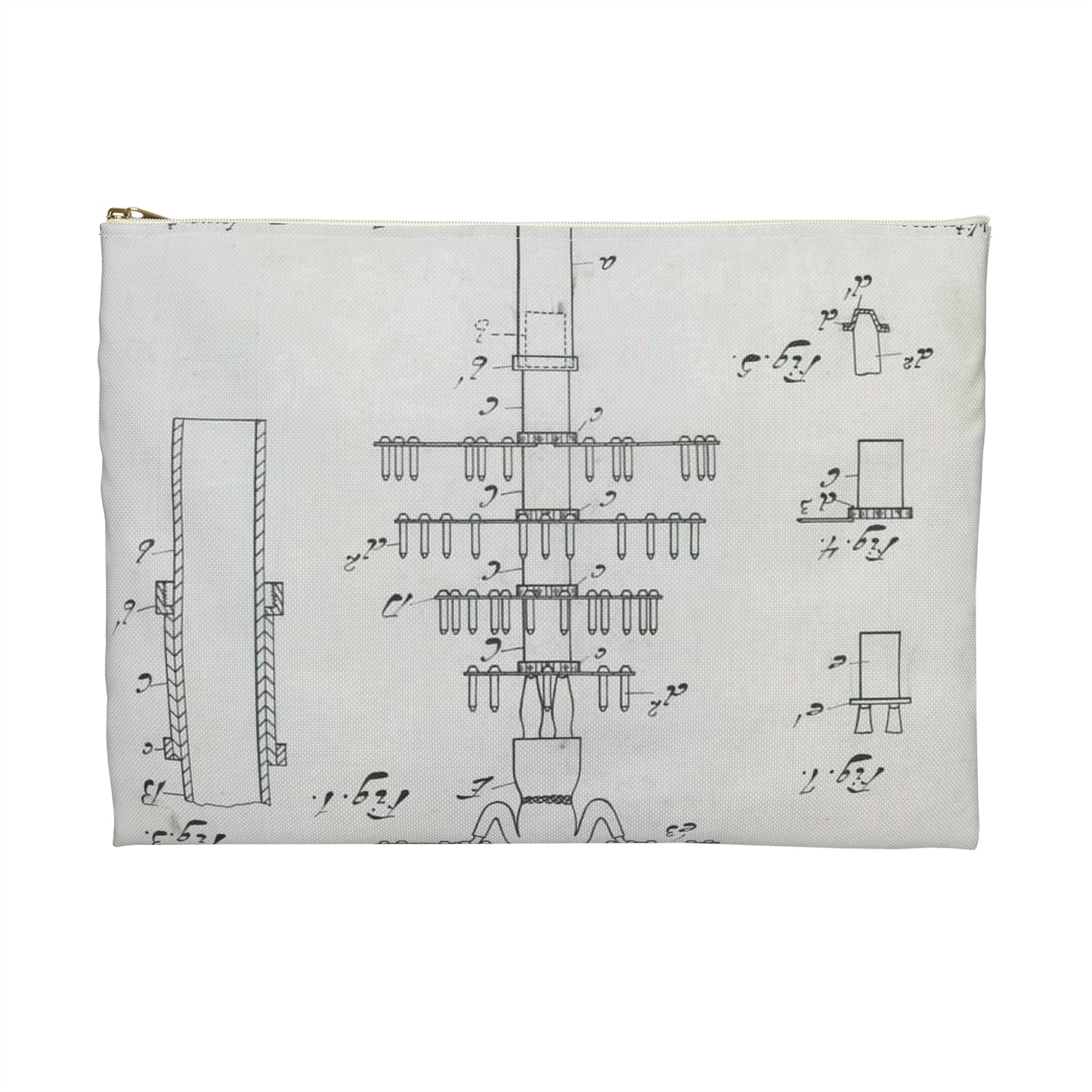 Patent drawing - for J. A. Earl's Candle Holder and Dish for Birthday Cakes Public domain image Large Organizer Pouch with Black Zipper
