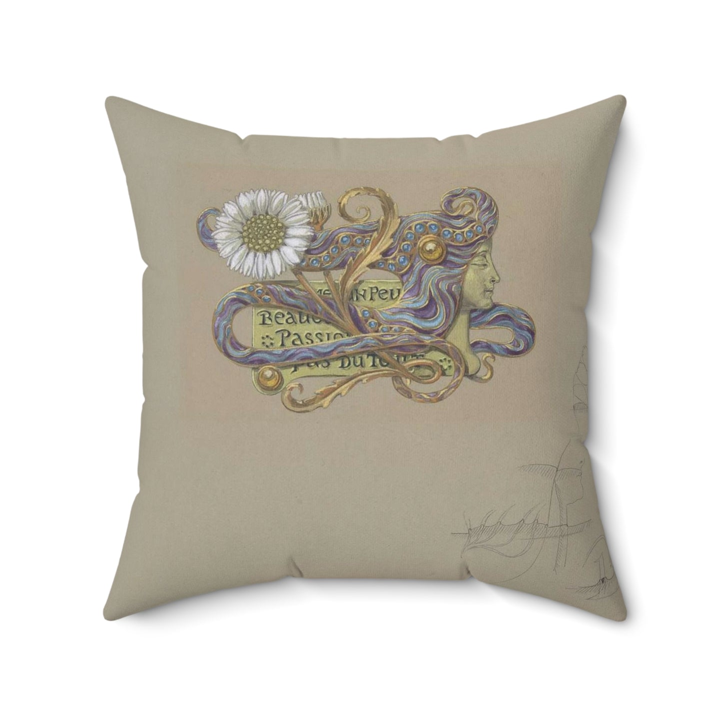 Eugène Samuel Grasset - Jewelry Design Decorative Accent Square Pillow