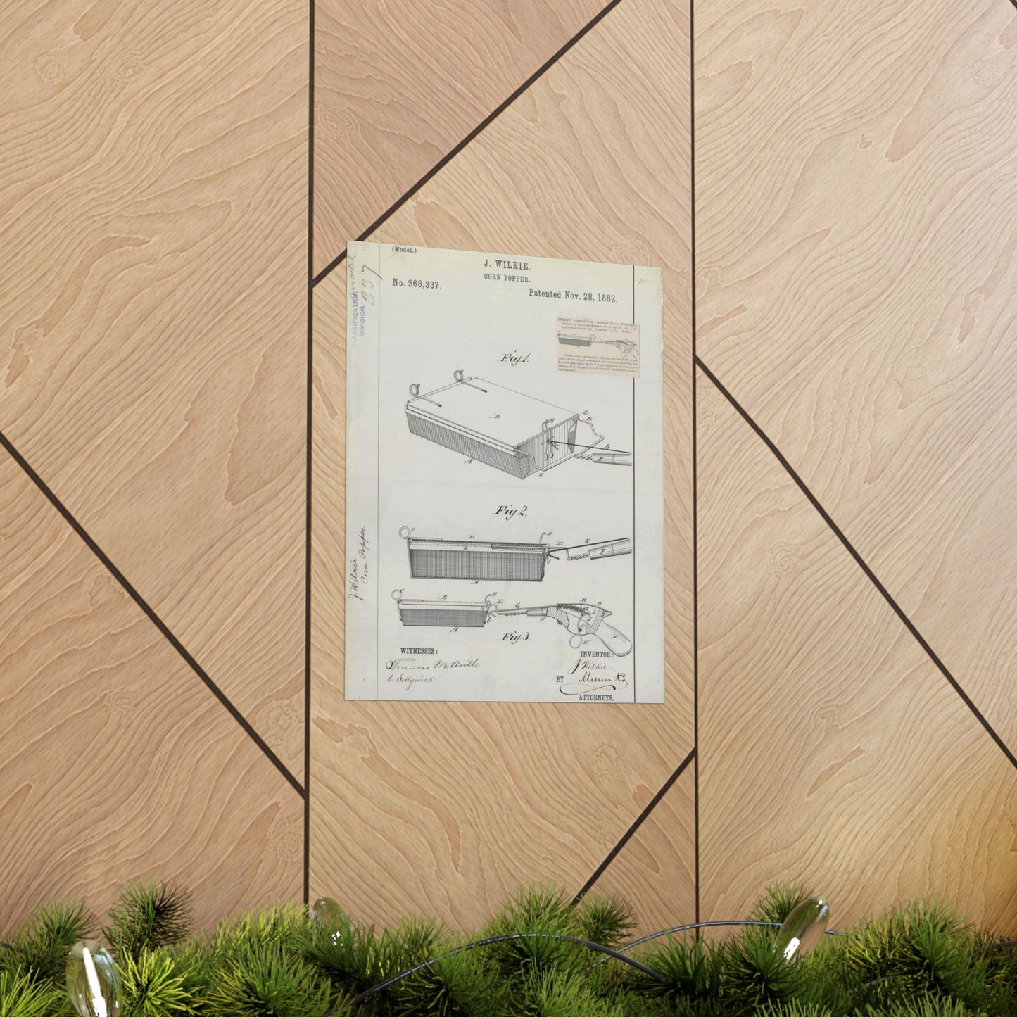 Patent Drawing of Engine - for J. Wilkie's Corn Popper Public domain image High Quality Matte Wall Art Poster for Home, Office, Classroom