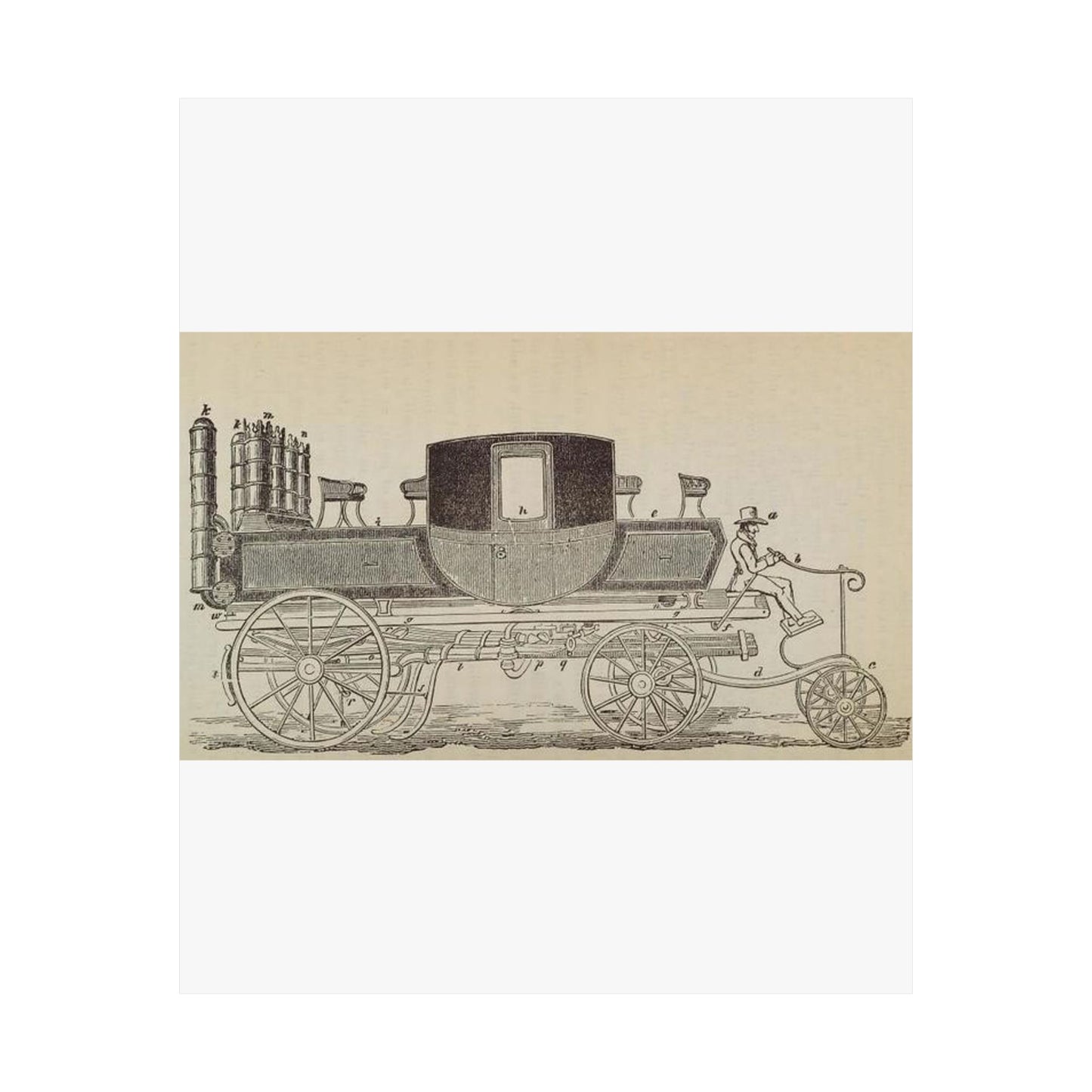 Patent Drawing of Engine - Patent steam carriage, by Mr. Goldsworthy Gurney, of Argyle Street, London, 1826 Public domain image High Quality Matte Wall Art Poster for Home, Office, Classroom