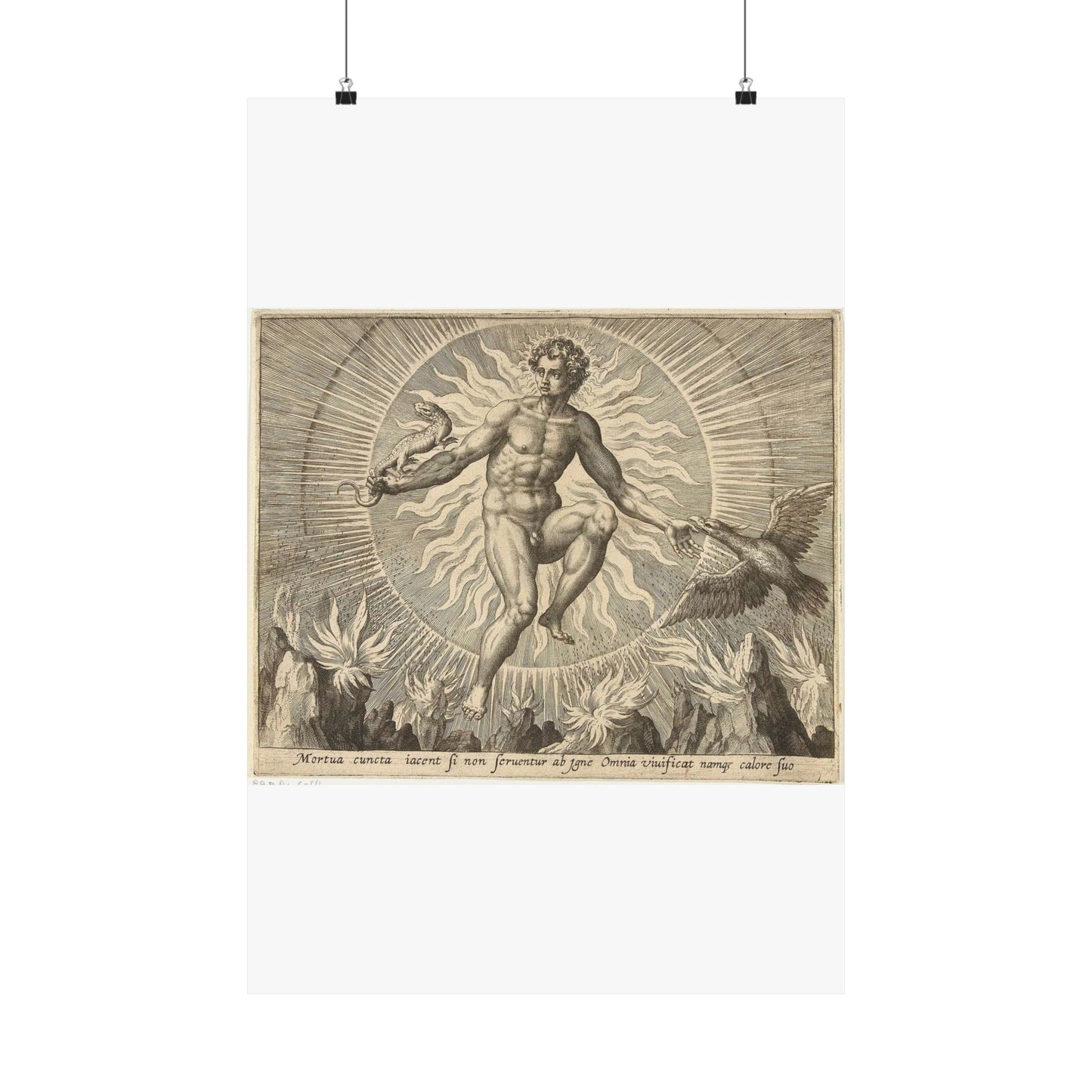 Adriaen Collaert - Vuur - Engraving, Public domain image High Quality Matte Wall Art Poster for Home, Office, Classroom