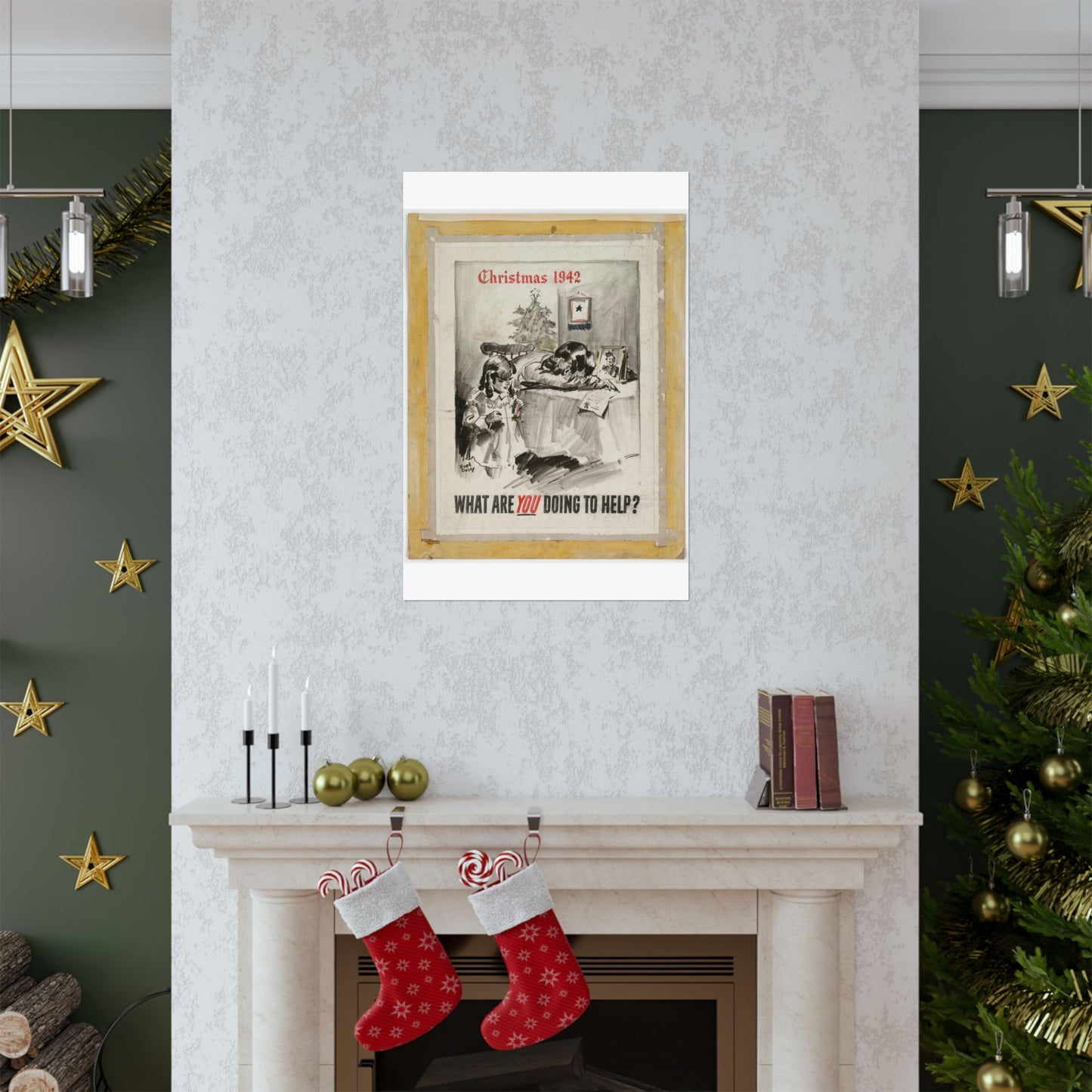 What Are You Doing to Help? Christmas 1942 High Quality Matte Wall Art Poster for Home, Office, Classroom