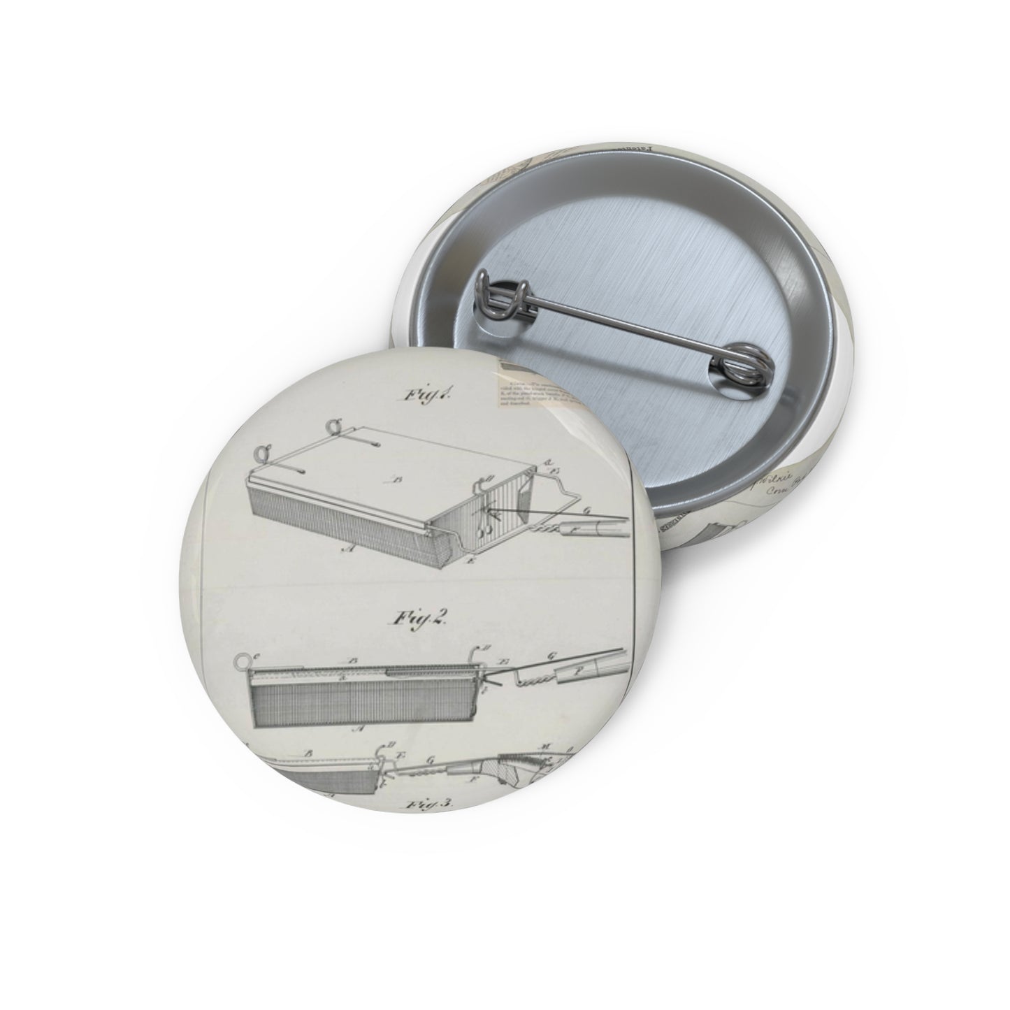 Patent Drawing of Engine - for J. Wilkie's Corn Popper Public domain image Pin Buttons with Crisp Design