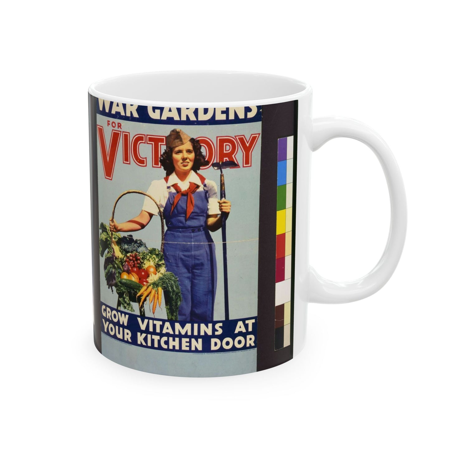 War gardens for victory--Grow vitamins at your kitchen door / lithographed by the Stecher-Traung Lithograph Corporation, Rochester, New York. Beautiful Novelty Ceramic Coffee Mug 11oz