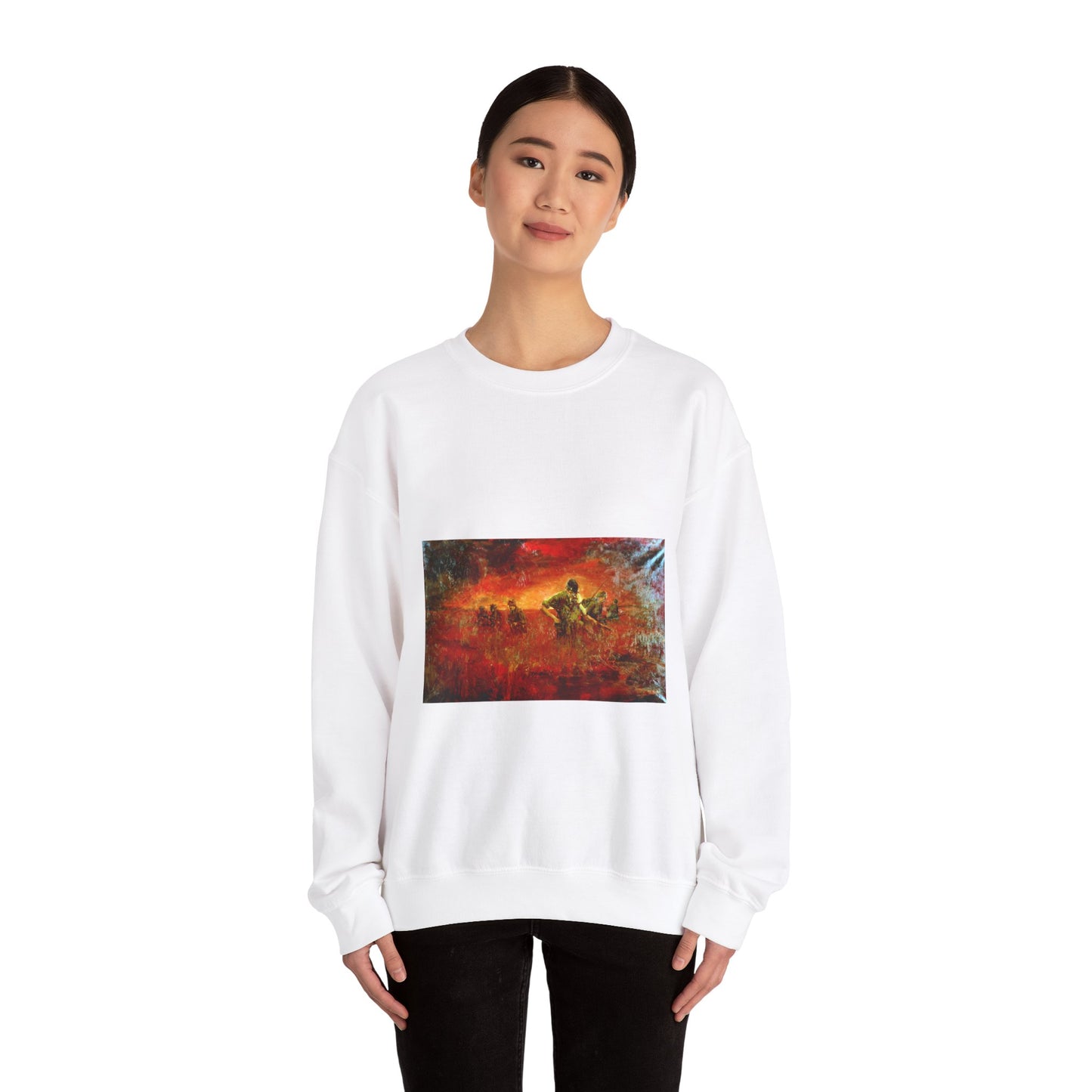Artwork: "Man/Ready" Vietnam. Artist: Paul MAC Wiliams. Catalog Number: 1.141.87 White Heavy Blend Adult Crew Neck SweatShirt