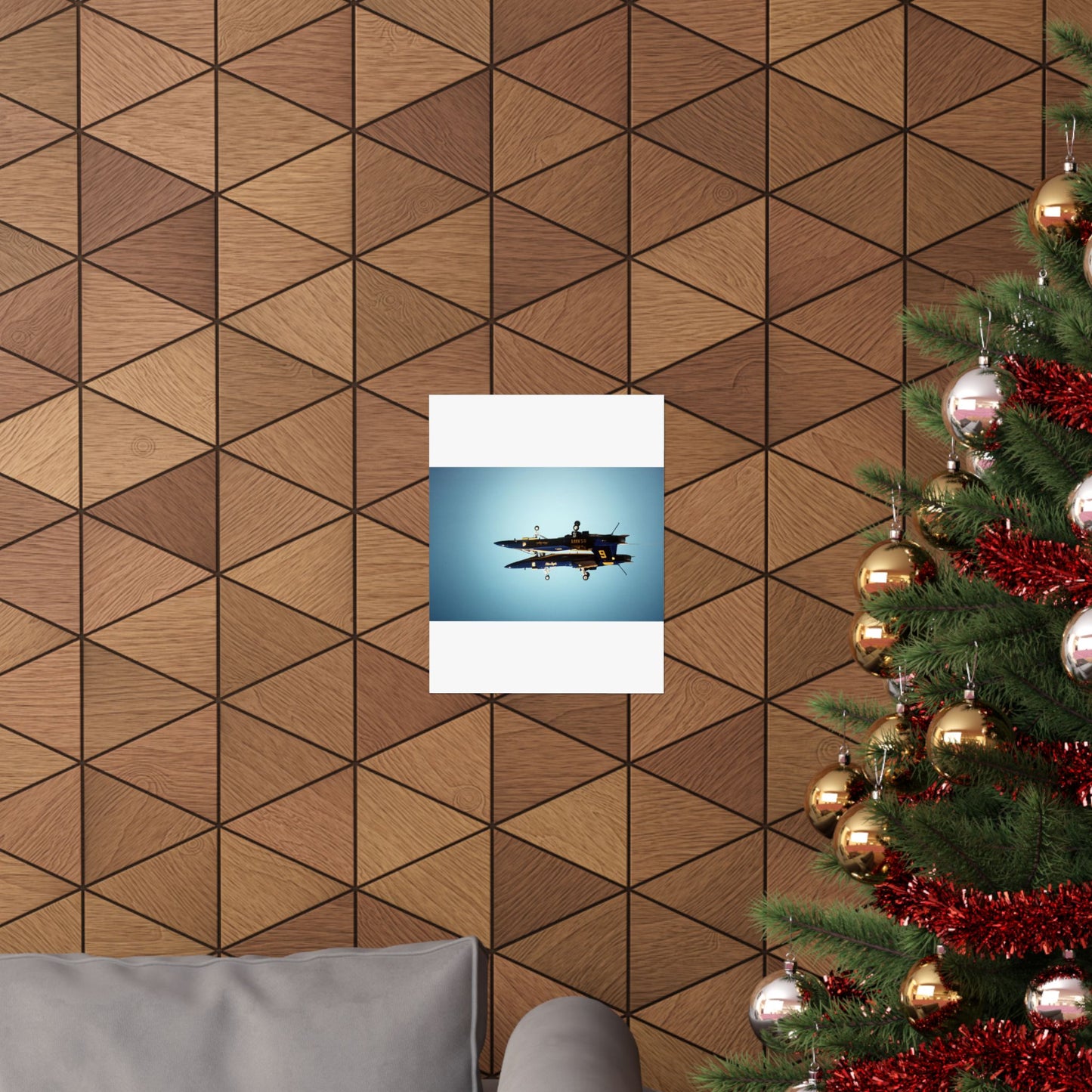 Two F/A-18A Hornet aircraft of the Blue Angels Flight Demonstration Squadron execute the Fortus maneuver during an air show High Quality Matte Wall Art Poster for Home, Office, Classroom